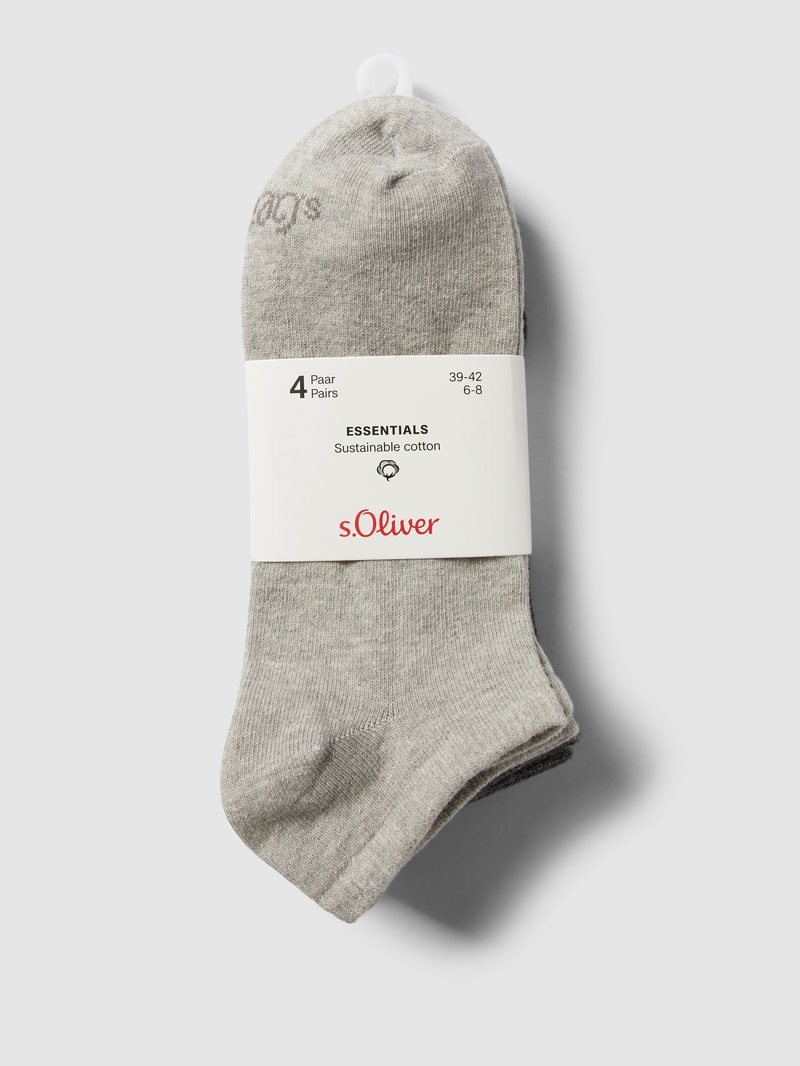 Sneakersocken mit Label-Print im 4er-Pack in mittelgrau