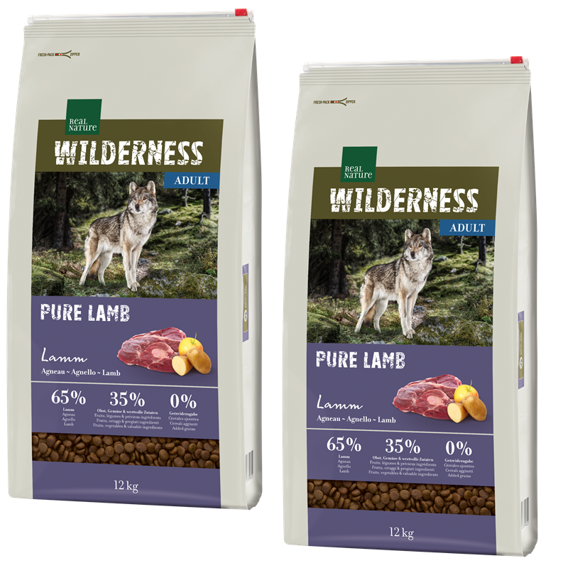 REAL NATURE Hundetrockenfutter REAL NATURE WILDERNESS Adult Pure Lamb 2x12 kg