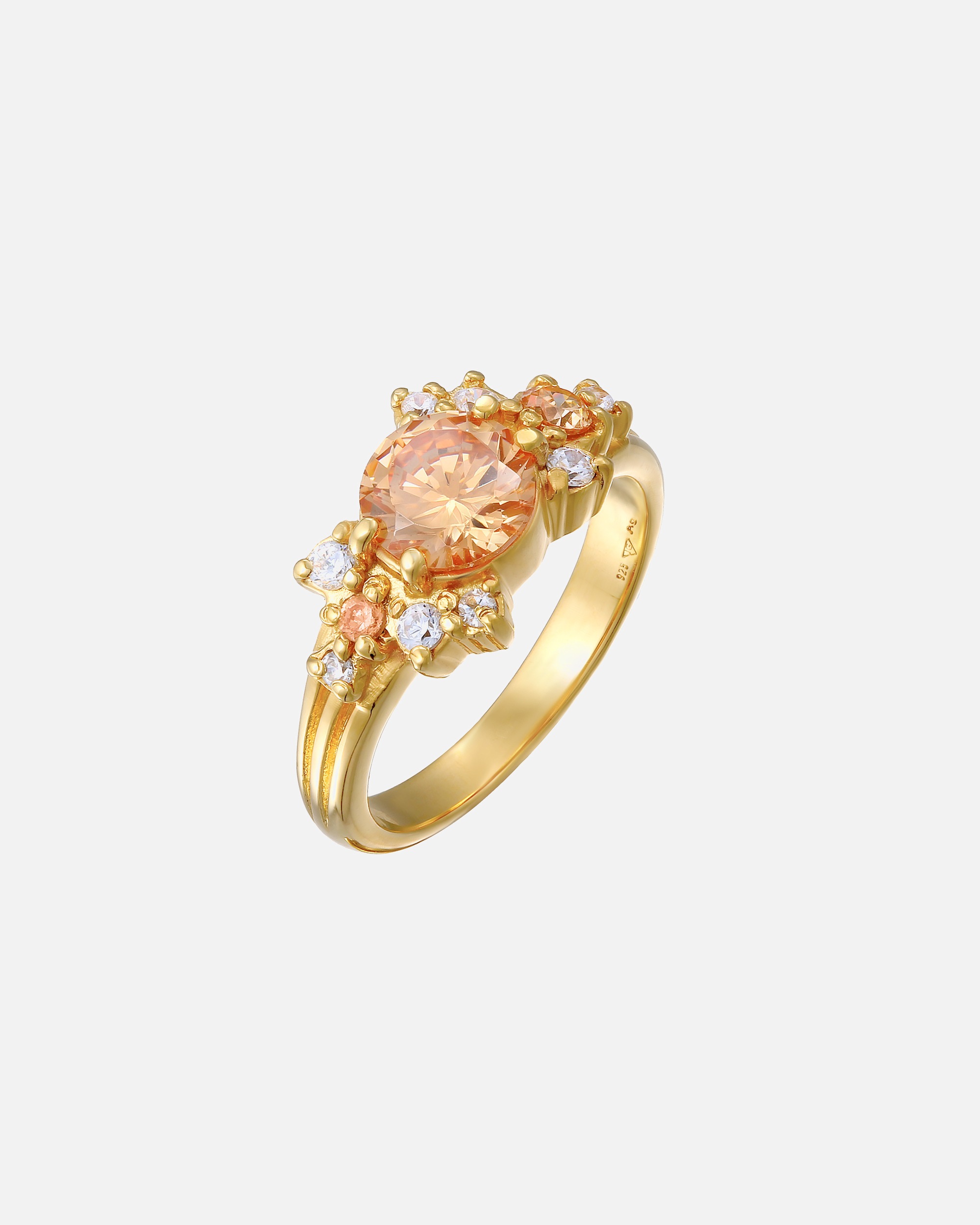 Anello da cocktail da donna Elli PREMIUM con zirconi cubici in argento sterling 925 placcato oro