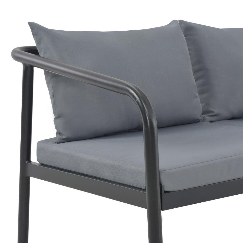 vidaXL Loungesofa 2-Sitzer-Gartenbank mit Auflagen Grau Aluminium