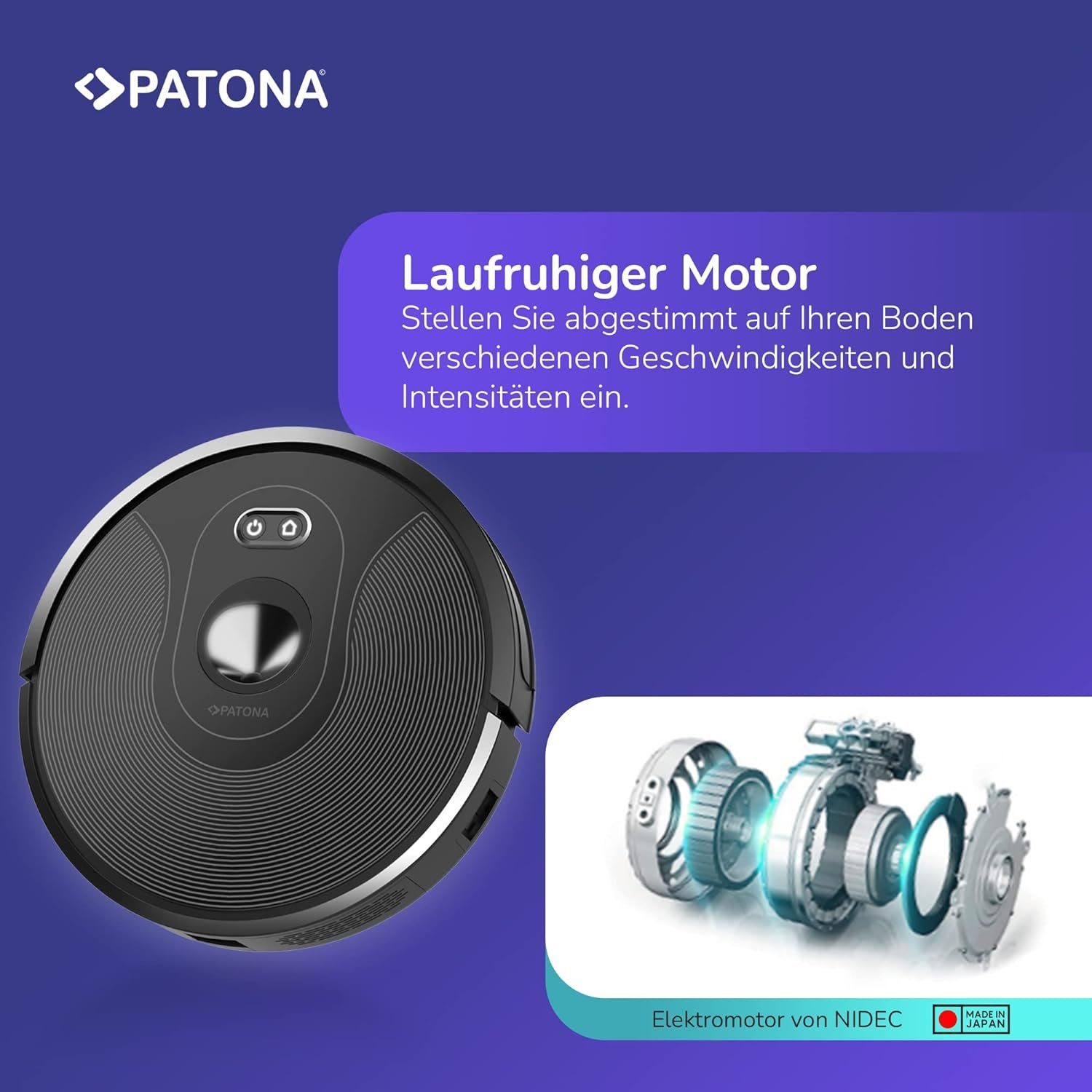 Patona Nass-Trocken-Saugroboter VM12 mit Wischfunktion Staubsauger 2 in 1 W-LAN APP Steuerung