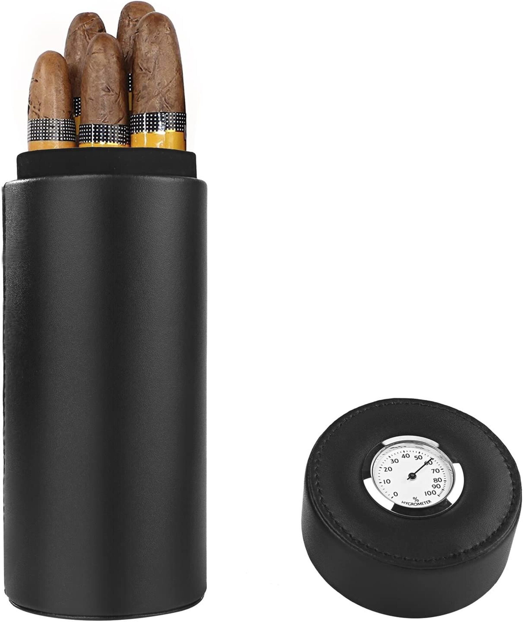 Devenirriche Humidor Zigarrenetui,Zedernholz gefüttert Leder Zigarre Humidor mit Befeuchter