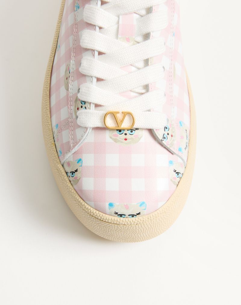 Le Chat De La Maison Baskets Plateformes Royco en Cuir de Veau Nappa Vichy