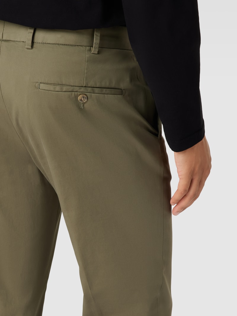 Regular Fit Chino im unifarbenen Design Modell 'Tilo' in olivgrün