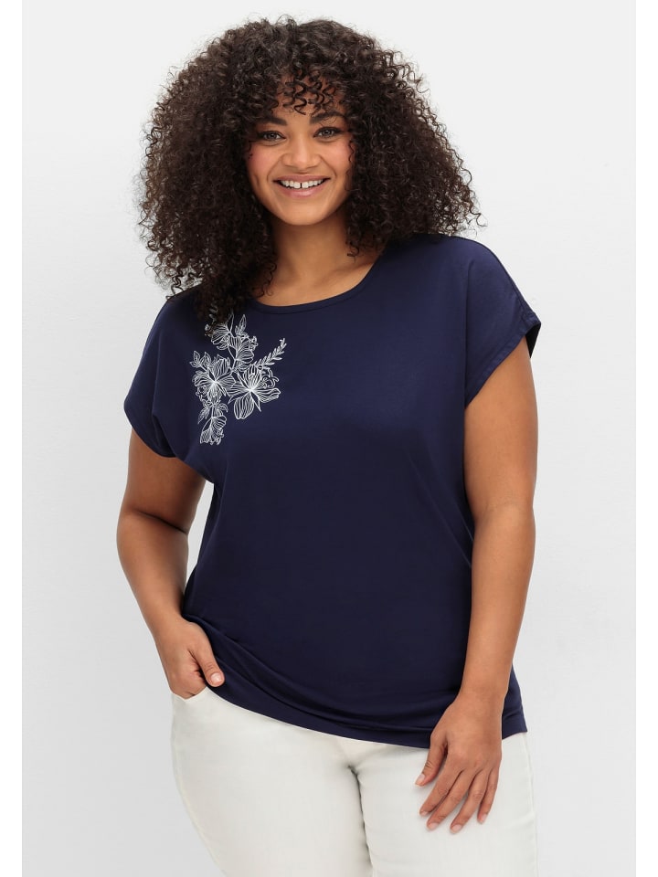 sheego Jerseyshirt in marine bedruckt günstig kaufen