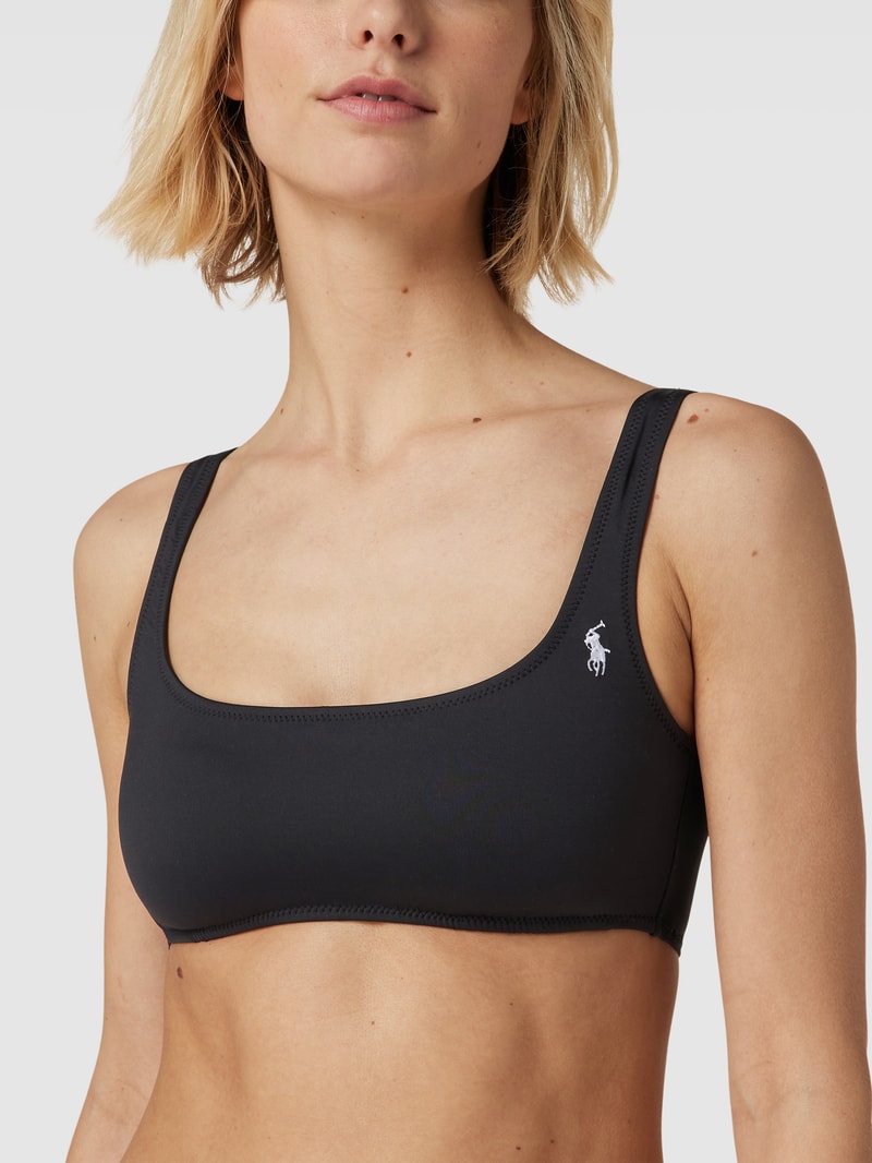 Bikini-Oberteil mit Logo-Stitching in schwarz