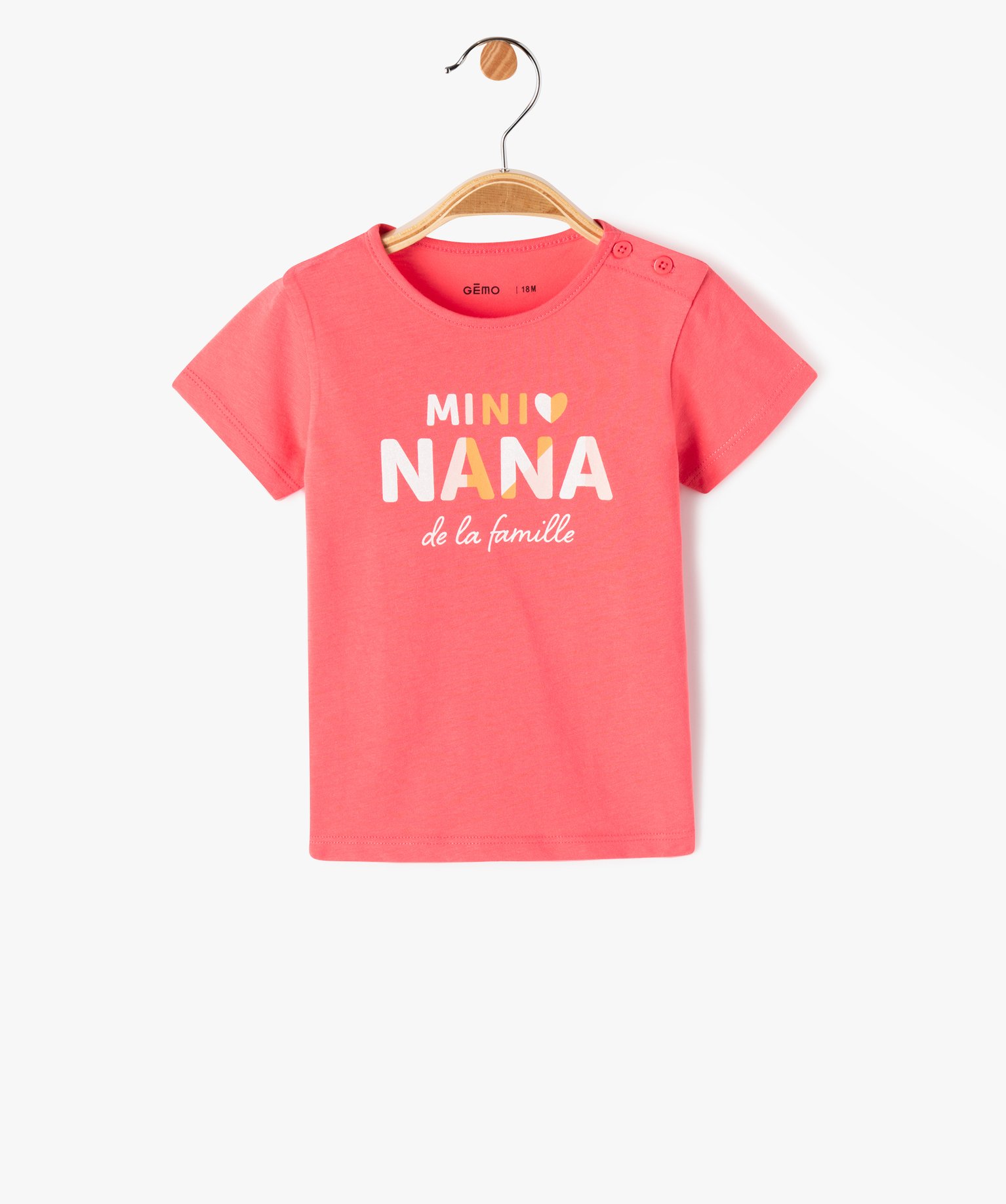 Tee-shirt bébé fille en coton à manches courtes et motif ... rose fonce | GEMO