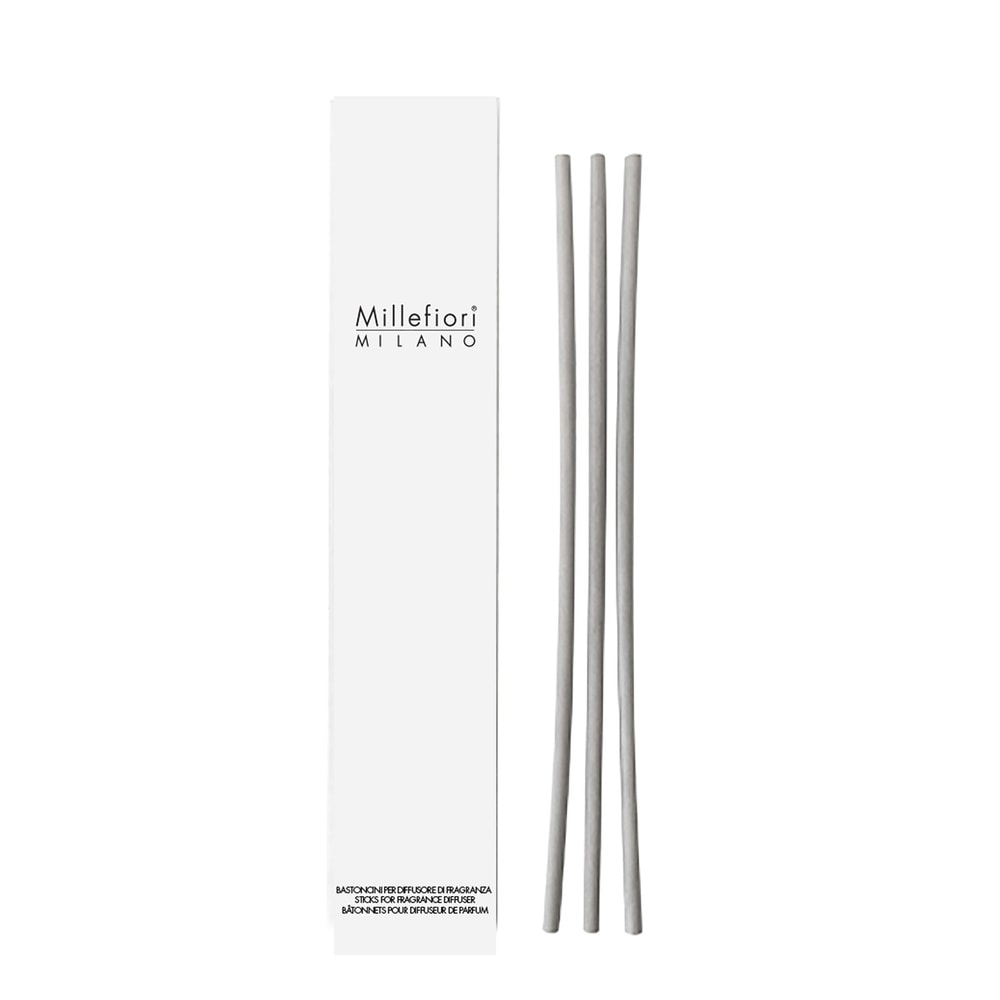 millefori Bâtonnets diffuseur verre droit/vase enverre, gris, 3 pces Bâtonnents diffuseur