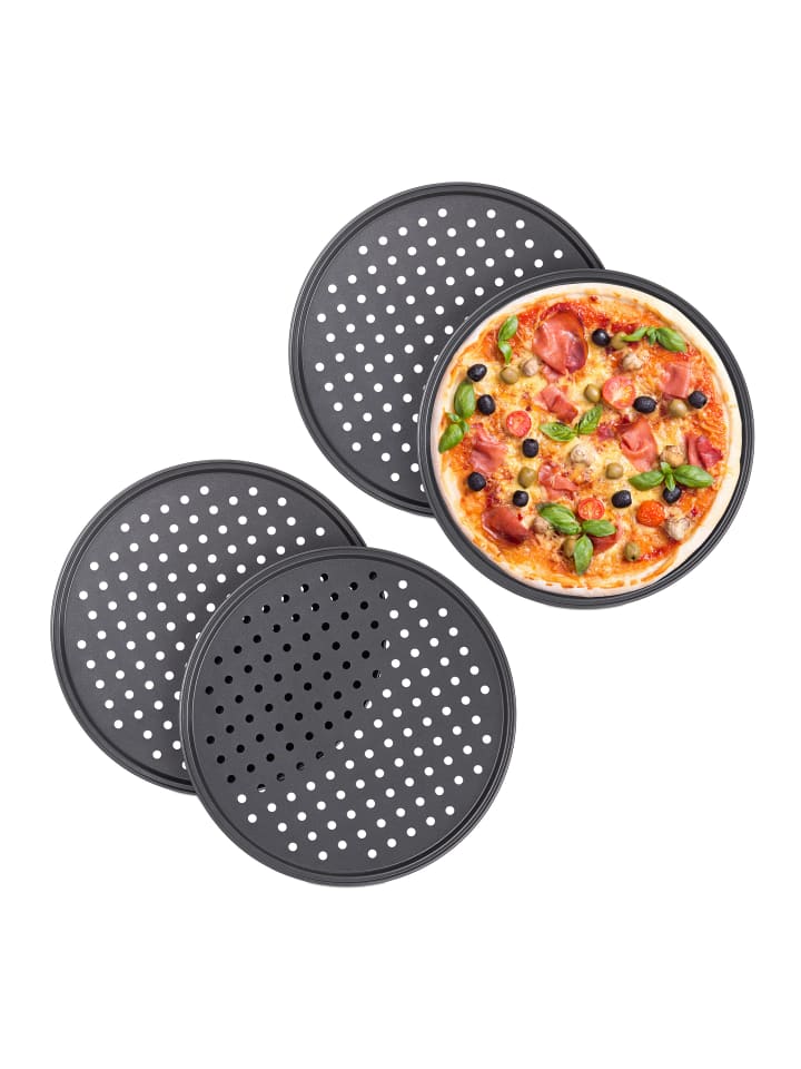 relaxdays 4x Pizzablech in Grau - Ø 32 cm günstig kaufen onesize