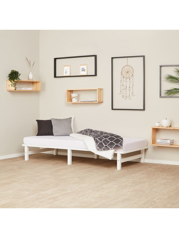 Homestyle4u Palettenbett 90x200 mit Lattenrost in Weiß günstig kaufen