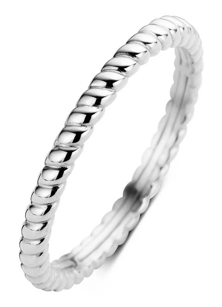 Anello in oro bianco 14 carati con diamante incastonato.