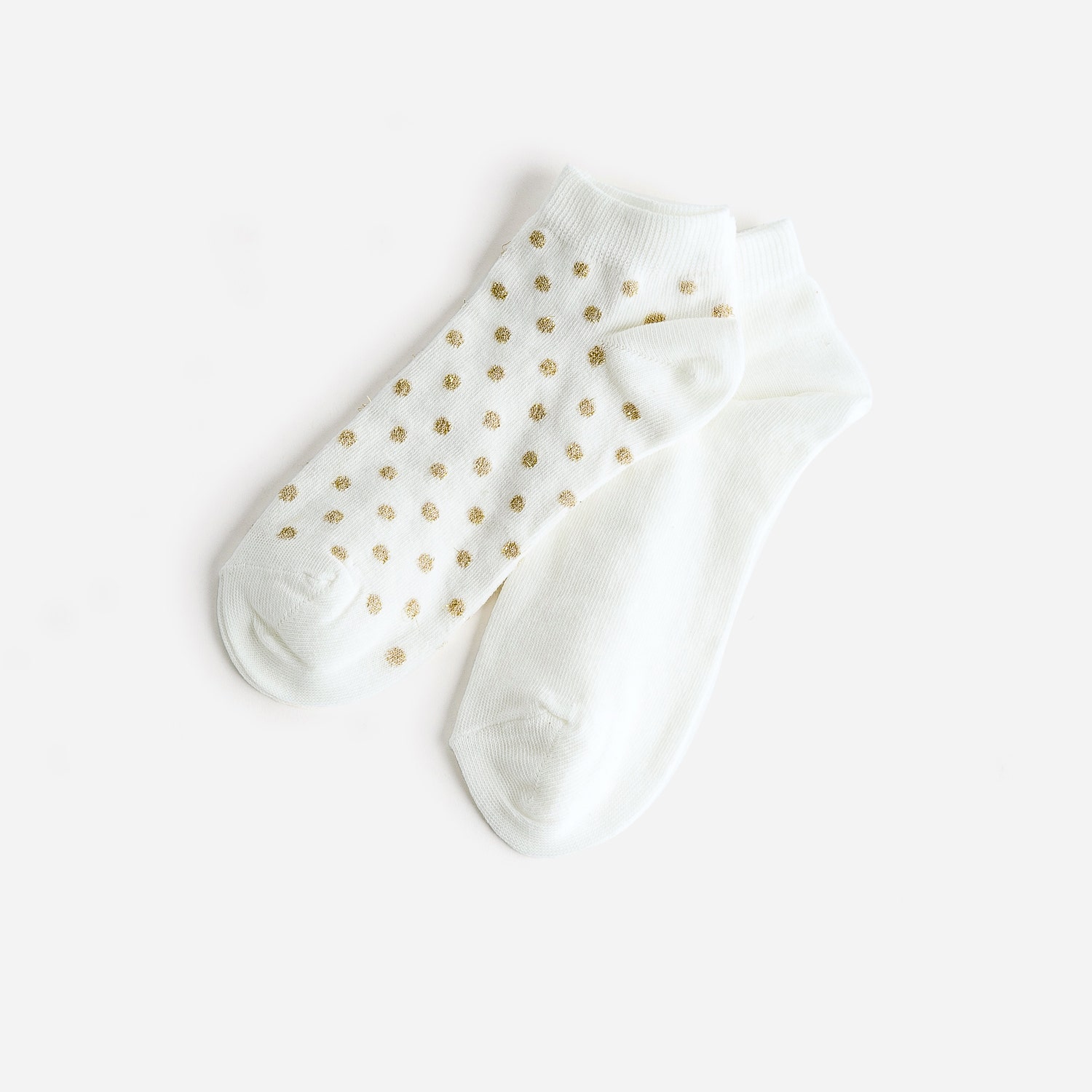 Chaussettes courtes beiges et à pois dorés