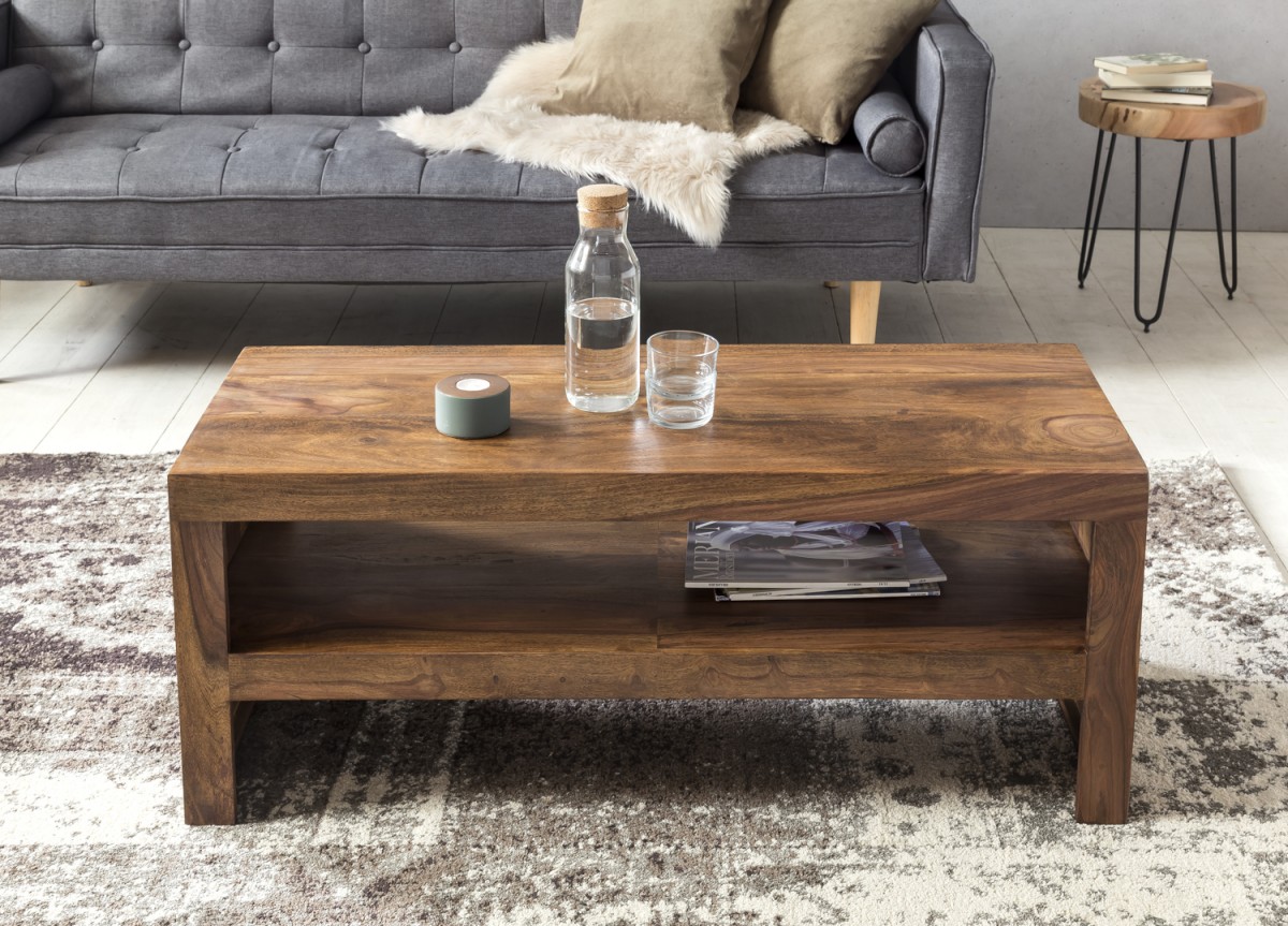 Wohnling Durban Sheesham Massiv Couchtisch 110 x 45cm Massivholz