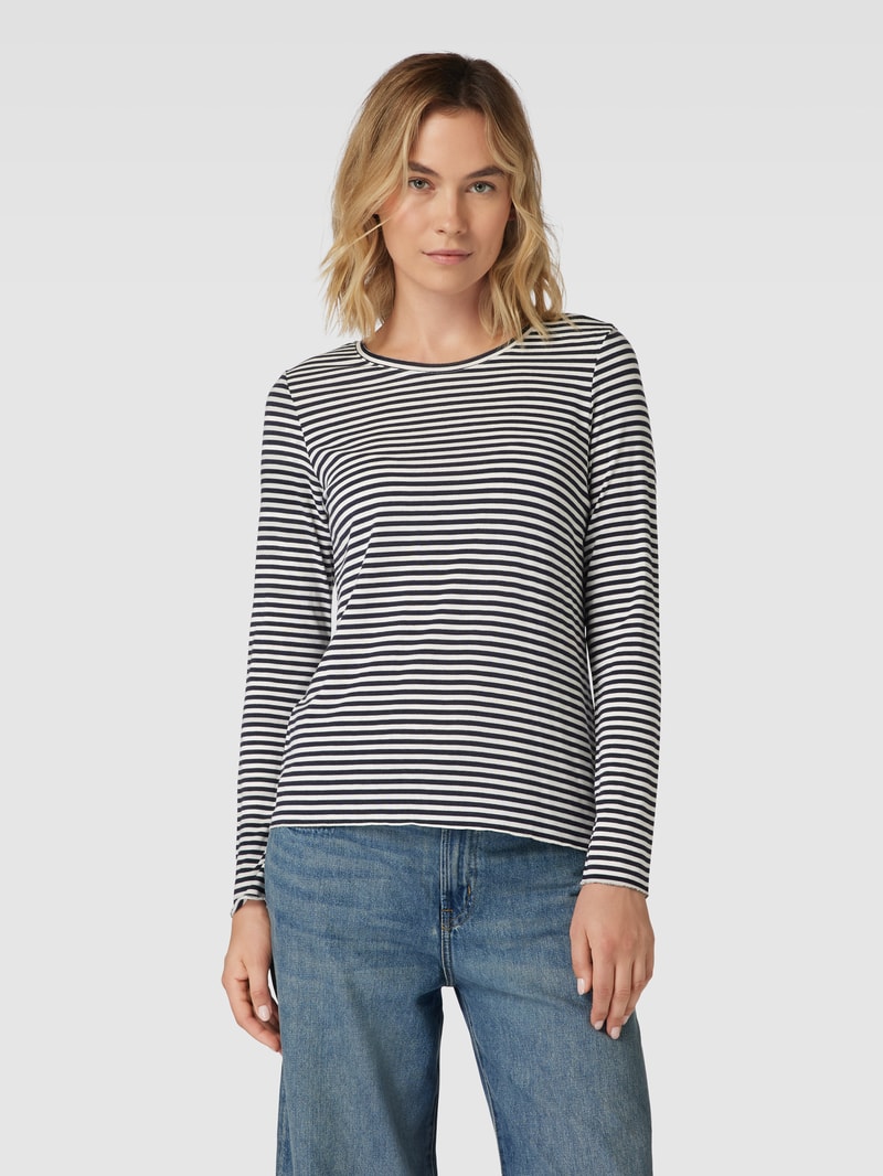 Longsleeve mit Streifenmuster und Rundhalsausschnitt in marineblau