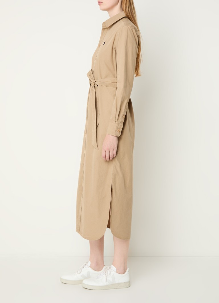 Bluza-haljina Ralph Lauren s pojasom za vezanje i vezom logotipa