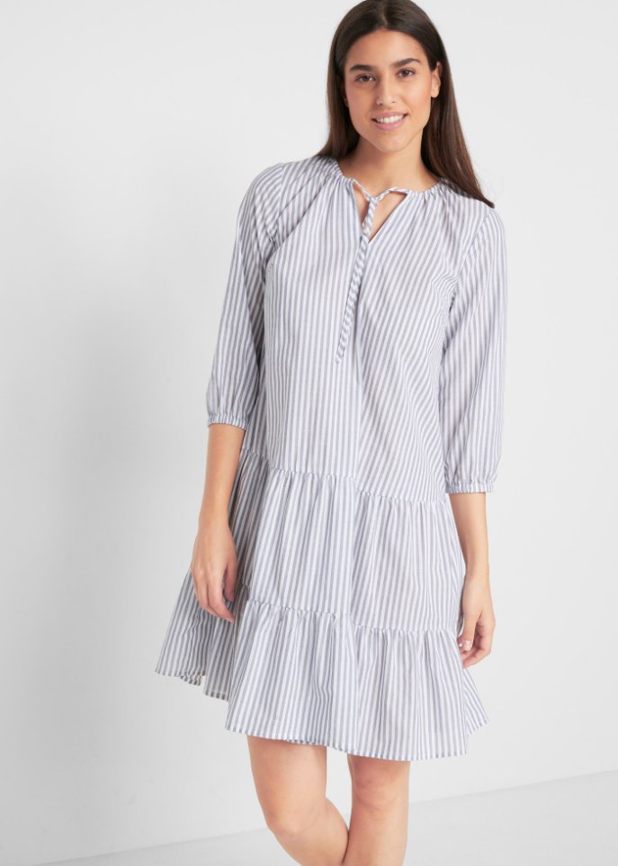 Tunika-Kleid, 3/4-Arm, gestreift