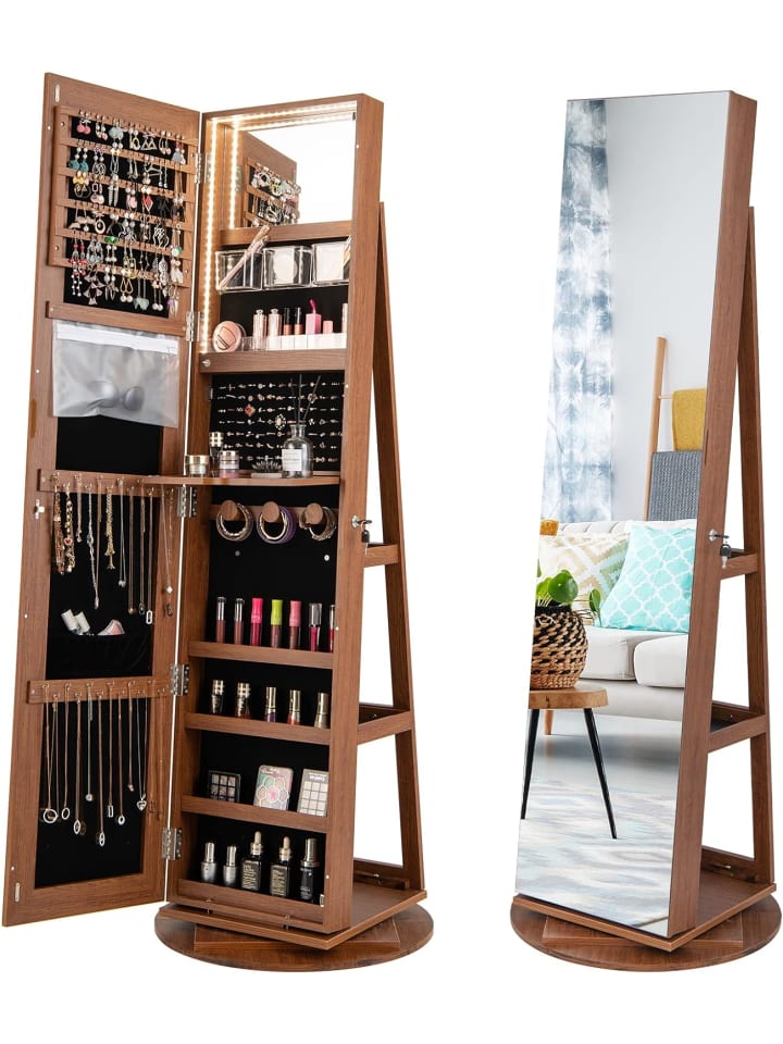 COSTWAY Schmuckschrank 3 in 1 drehbar in Hellbraun günstig kaufen onesize