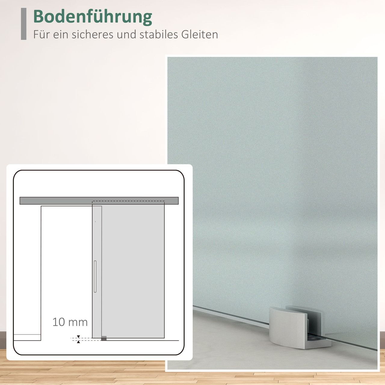 HOMCOM Glasschiebetür Schiebetür Tür Zimmertür mit Griffstange einseitig satiniert 2050x 1025 mm