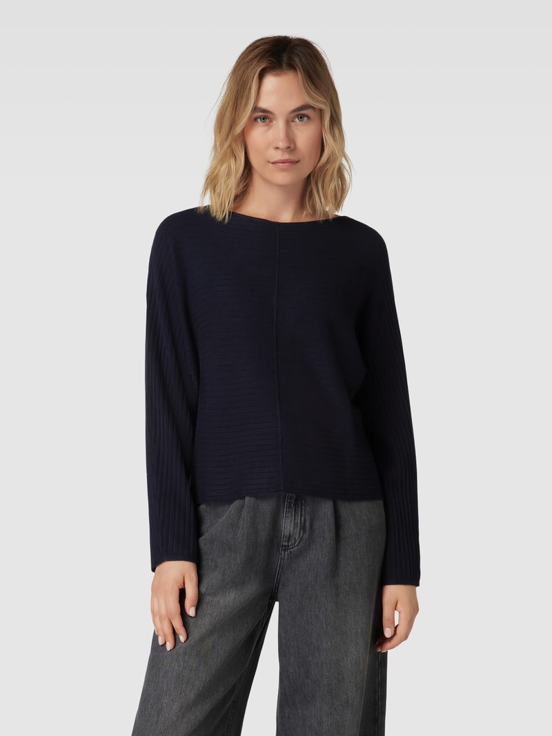Strickpullover aus Viskose-Mix mit Rippenstruktur in marineblau