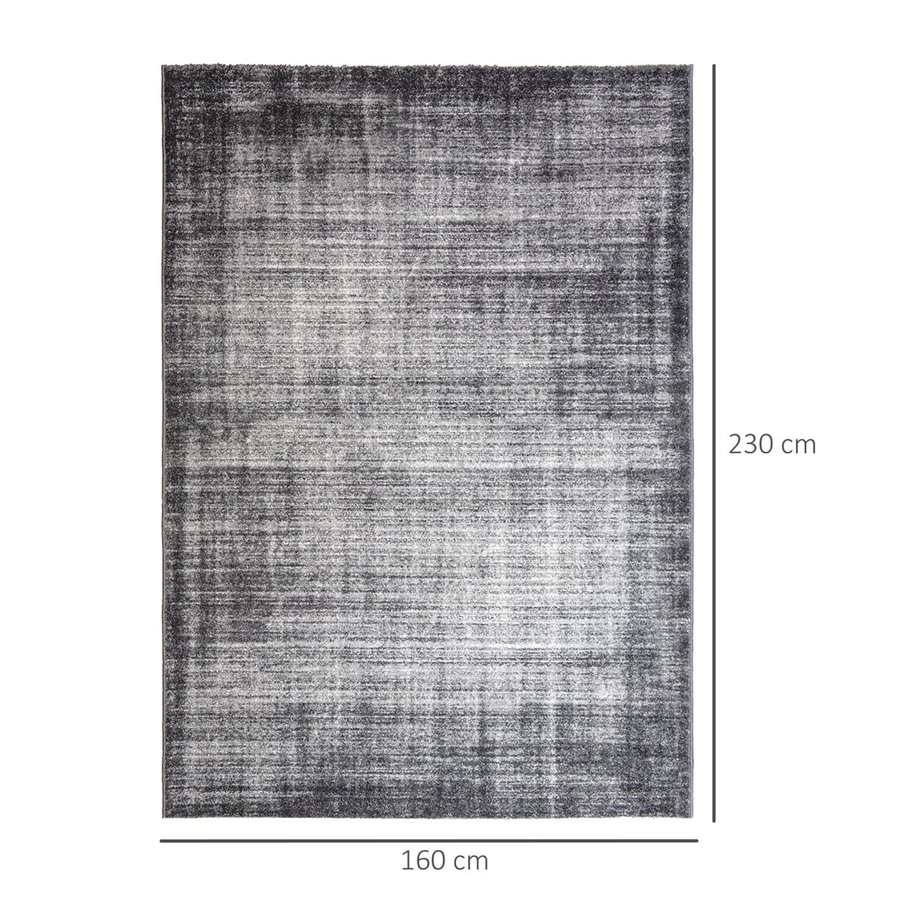 HOMCOM Teppich Kurzflor Grau 230 x 160 x 1 cm