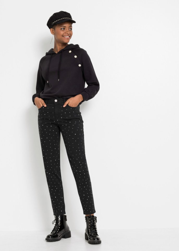 Stretch-Hose mit Glitzersteinen