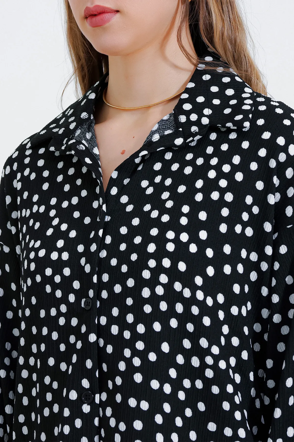 Bigdart  Damen Doppelstrickanzug mit Punkten, Schwarz, Ecru, 5858