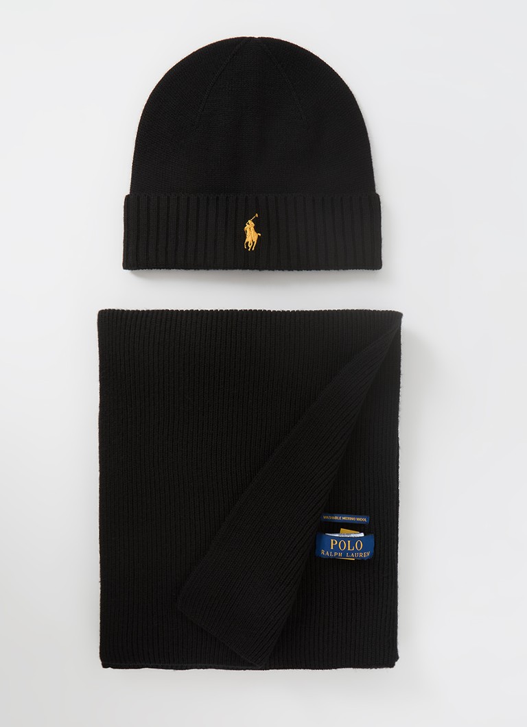 Ralph Lauren  Fijngebreide muts en sjaal van wol in giftbox