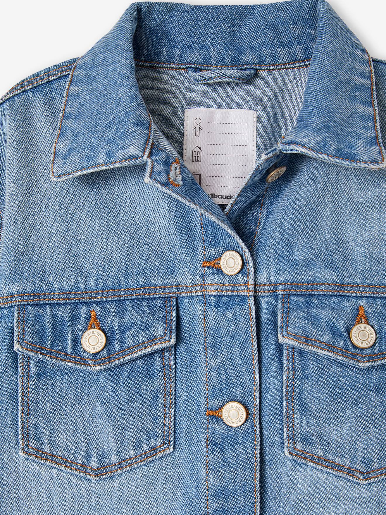 Veste en jean animation fleurs pop au dos fille stone