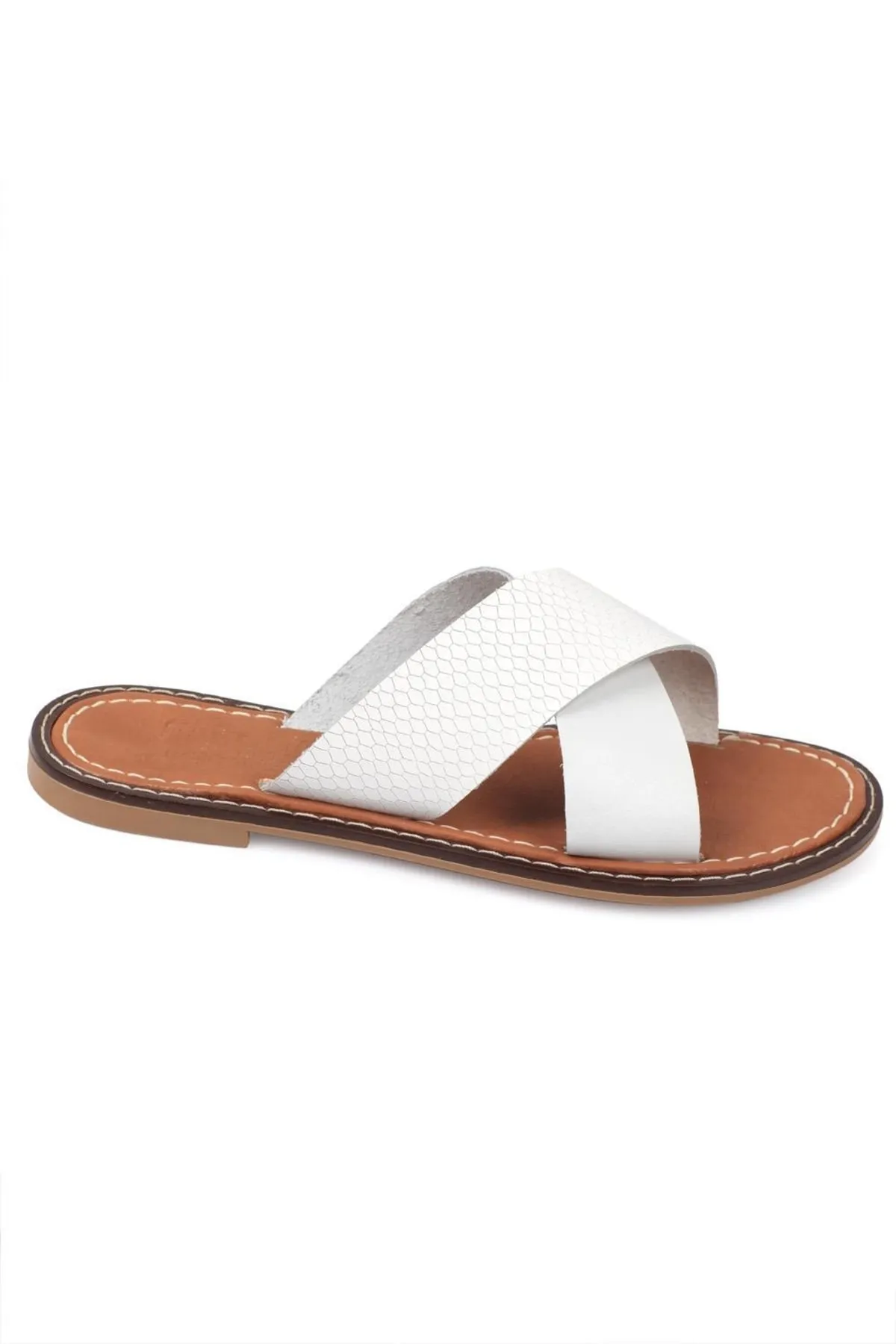 Capone Outfitters  Capone 881 Echtleder Bodrum Weiße Damenhausschuhe