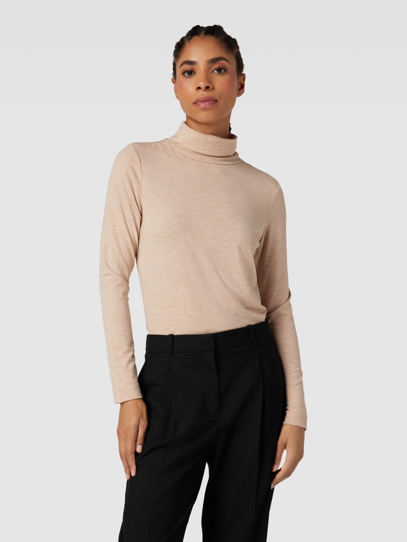 Longsleeve mit Rollkragen in sand meliert