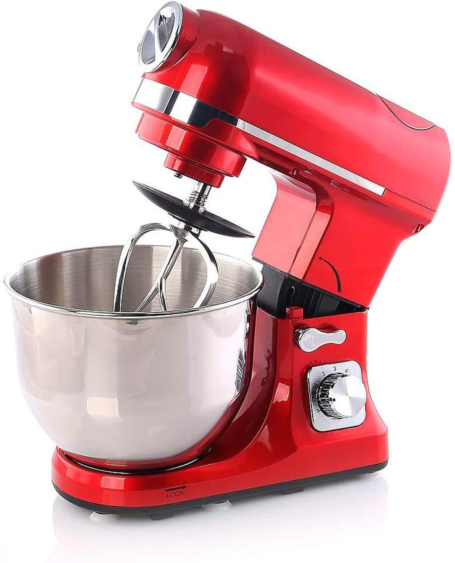 Topmatic Küchenmaschine PKM-1800.1BG Multifunktion Mixer 1800W Teigmaschine Fleischwolf, 1800 W, 5,00 l Schüssel, Spritzgebäckvorsatz, Entriegelungsmechanismus für Multifunktionsarm