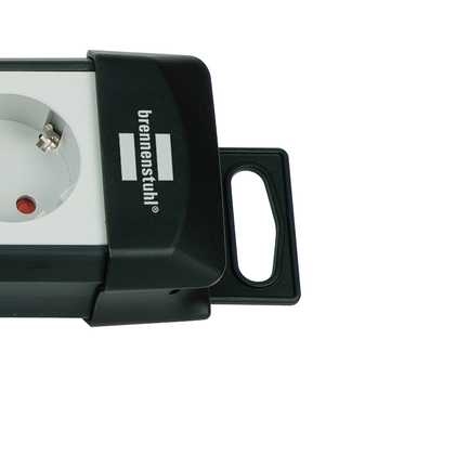 Brennenstuhl 1951550600 Premium-Line Technology Steckdosenleiste 5-fach schwarz/hellgrau 3m H05VV-F 3G1.5 einzeln schaltbar speziell für Adapterstecker angeordnet