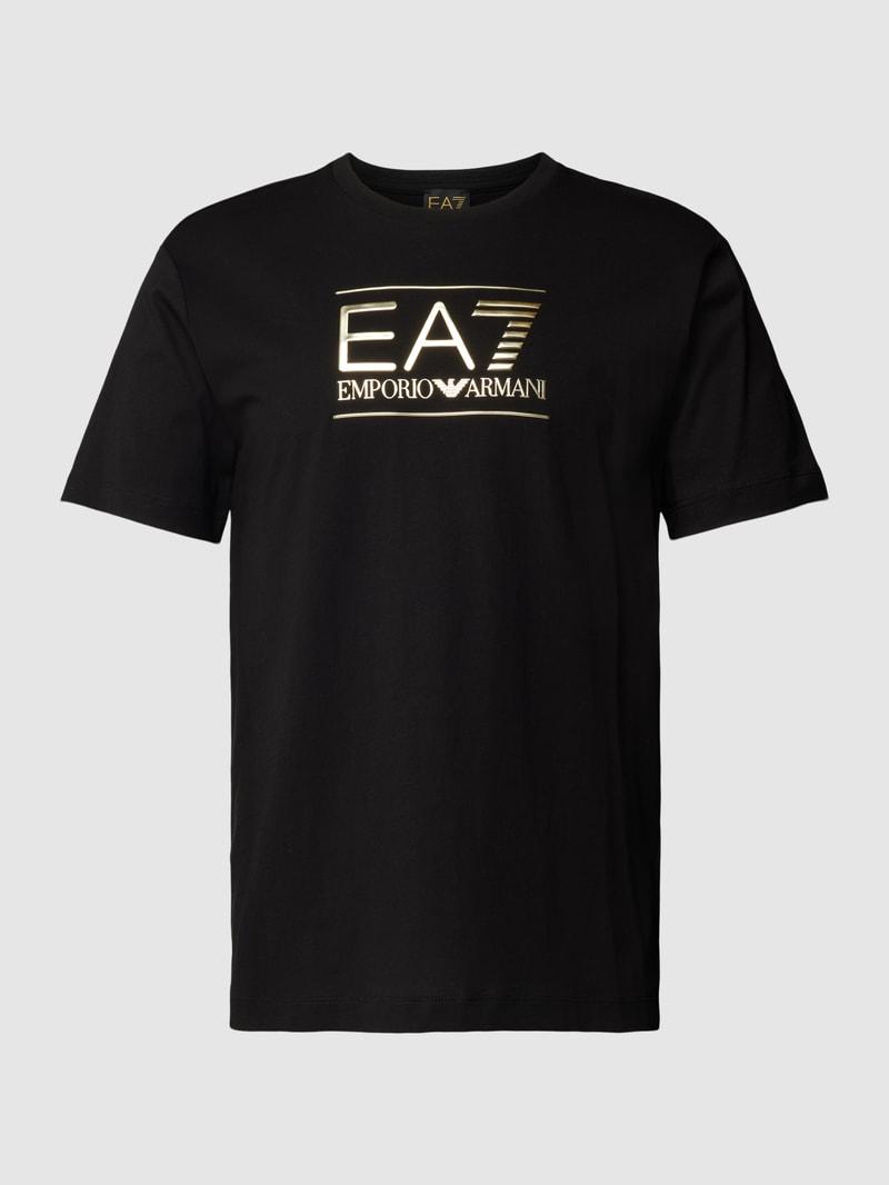 T-Shirt mit Rundhalsausschnitt und Label-Print in schwarz