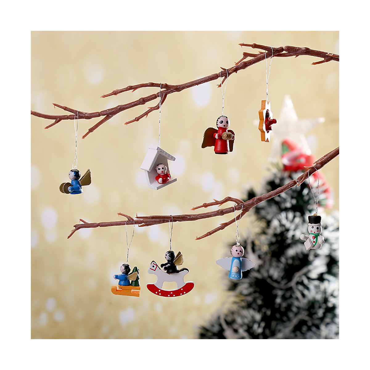 Weihnachtsbaum Deko Holz Figuren Partydeko für Kinder