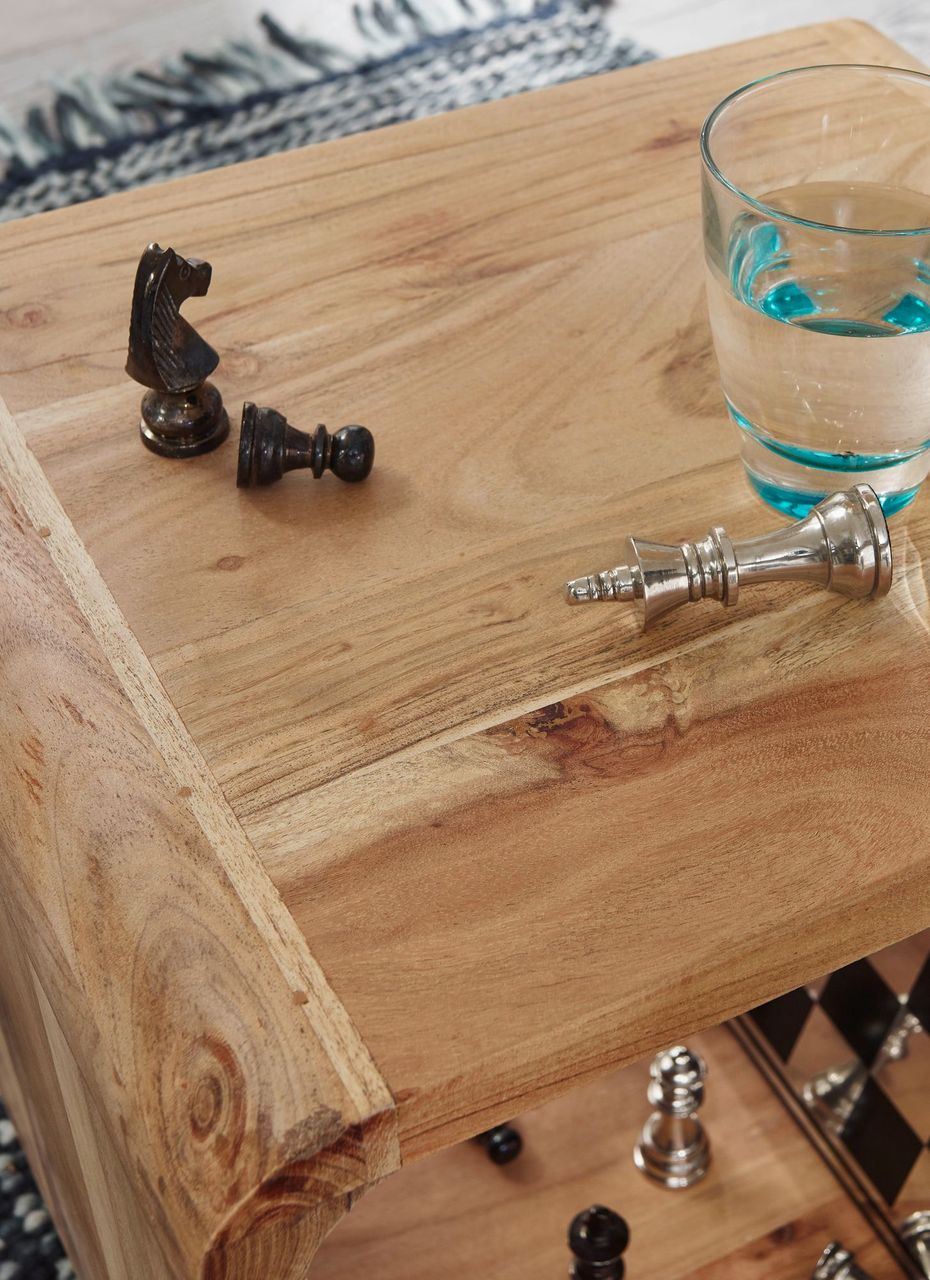 Wohnling Massivholz Akazie Satztisch Beistelltisch 2er Set Cubes Würfelregal