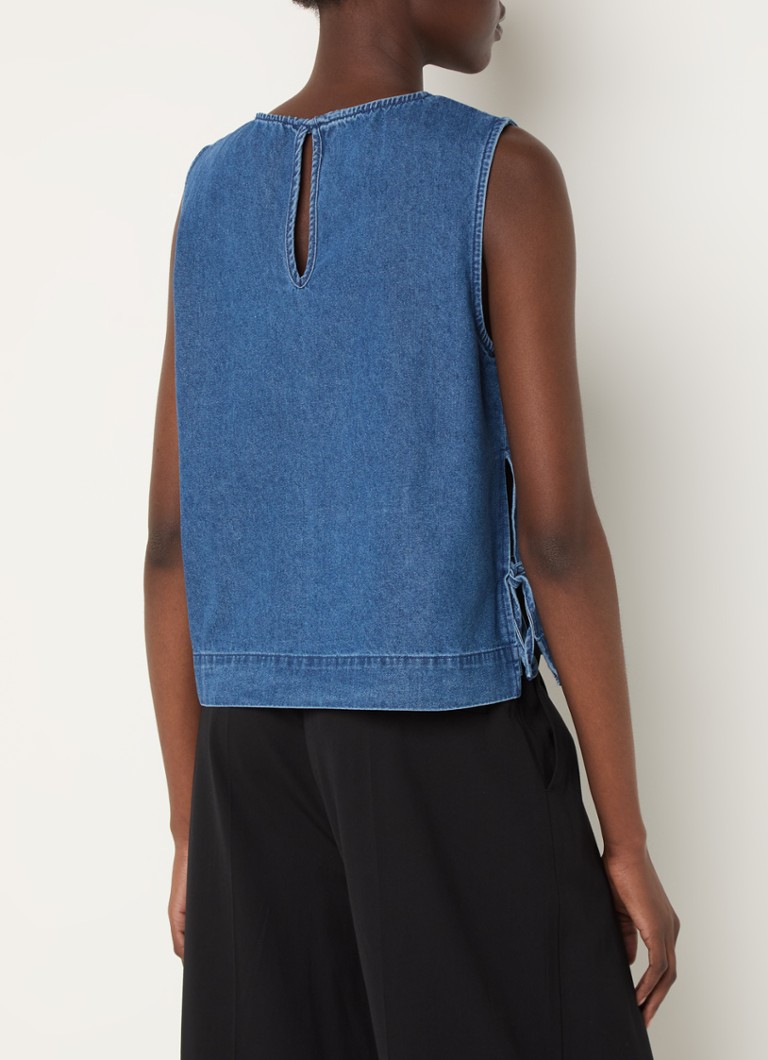 Top in chambray Neo Noir Svetlana con dettaglio a fiocco