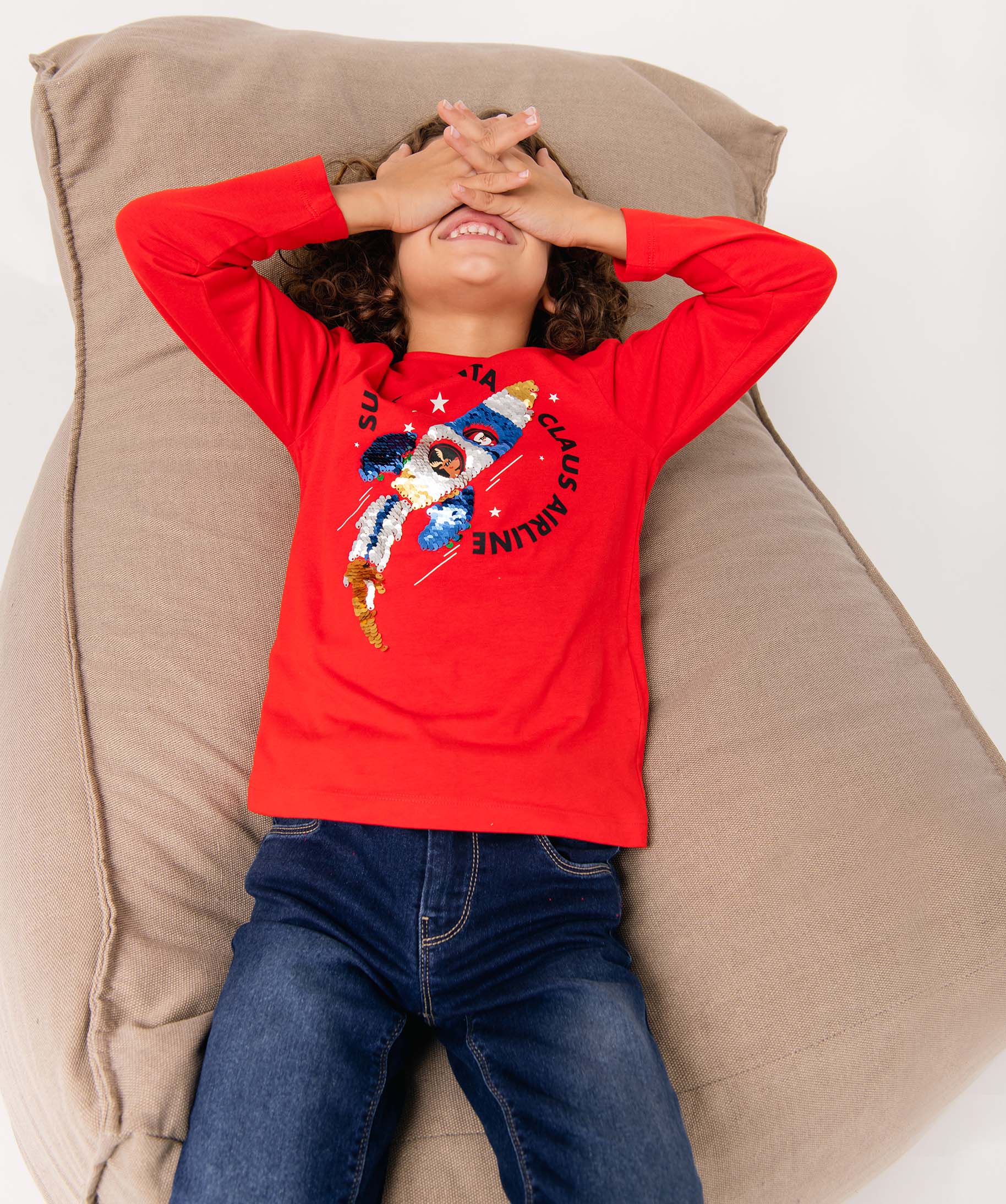 Tee-shirt de Nol Garçon imprimé à sequins réversibles rouge | GEMO