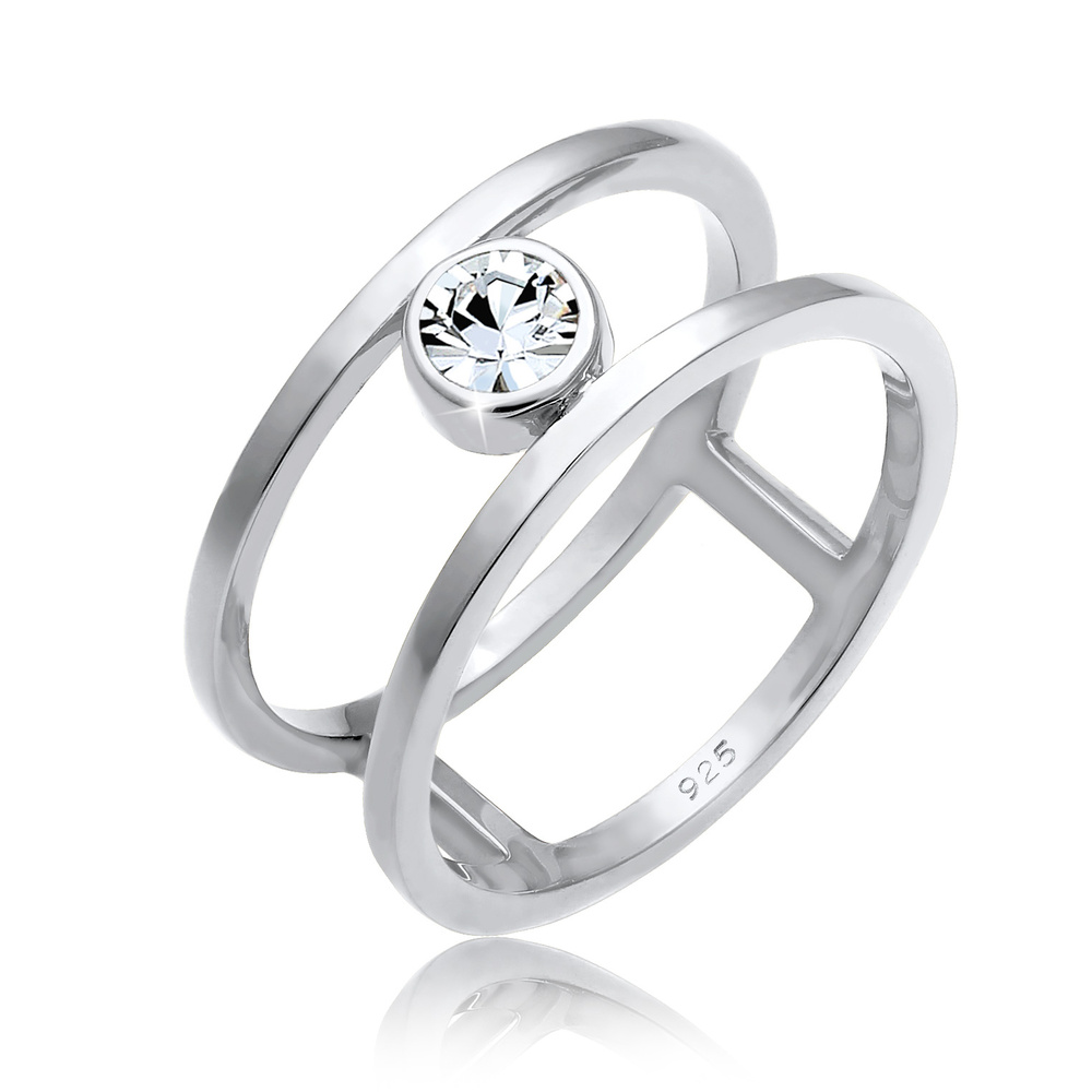 Elli PREMIUM Elli PREMIUM Bague Double avec des Cristaux Bague Femme - (925/1000) Argent Bague