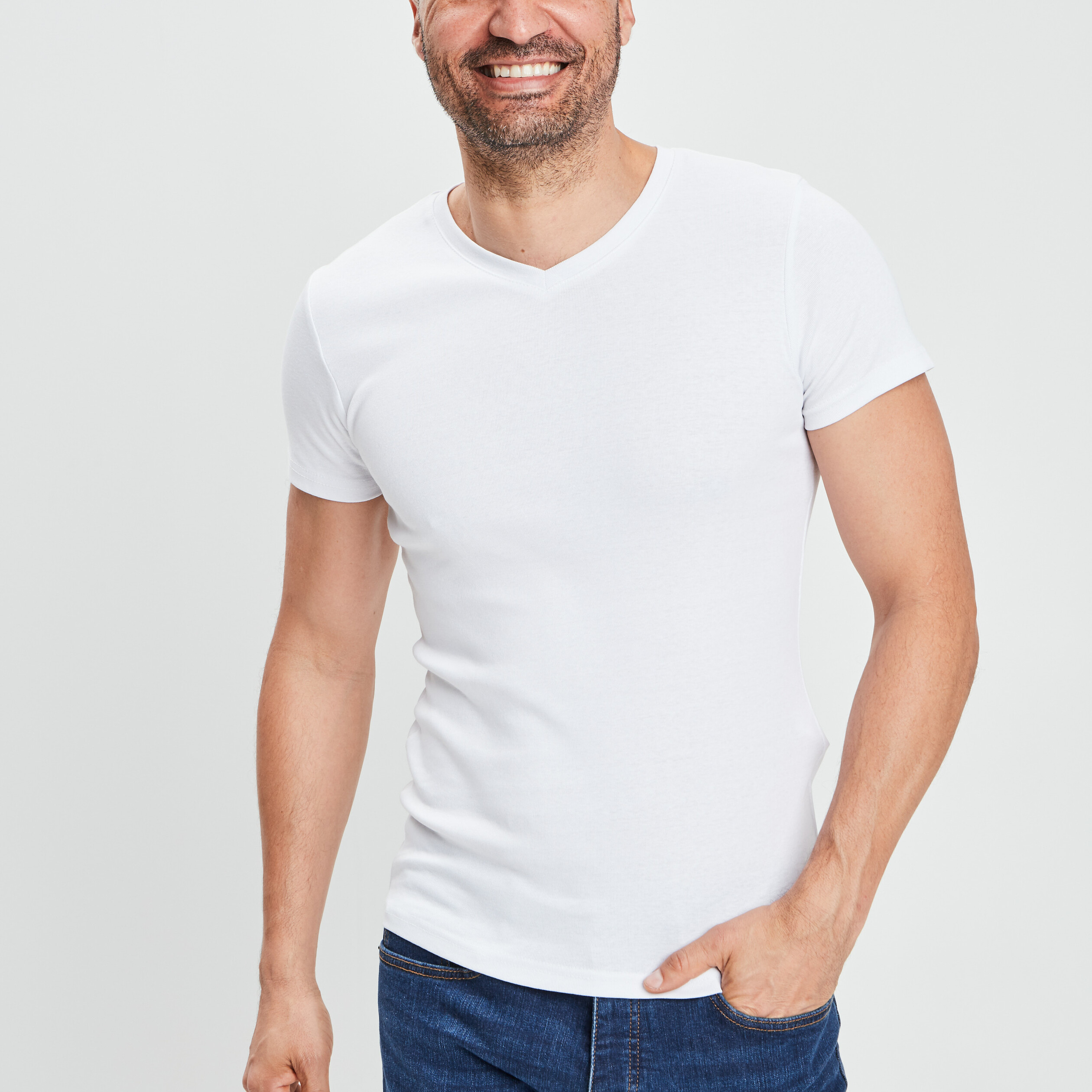 T-shirt manches courtes ajusté blanc homme | La Halle