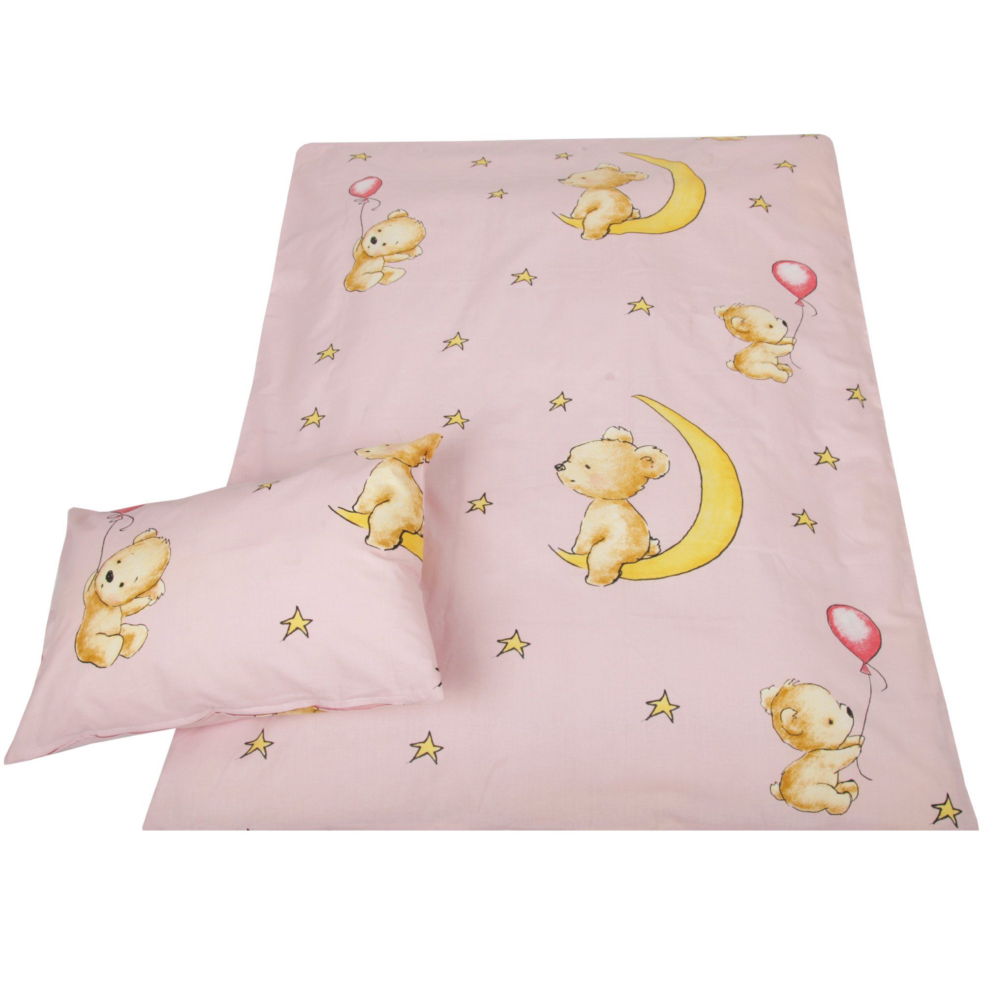 Kinderbettdecke + Kopfkissen, Kinder Betten-Set inkl. Bettwäsche, Bestgoodies, Füllung: 100% Polyester, Klimafaser, 2-tlg (100x135cm / 40x60cm) Bettdecken Set, Bettbezug aus 100% Baumwolle - Steppbett waschbar bei 95°C