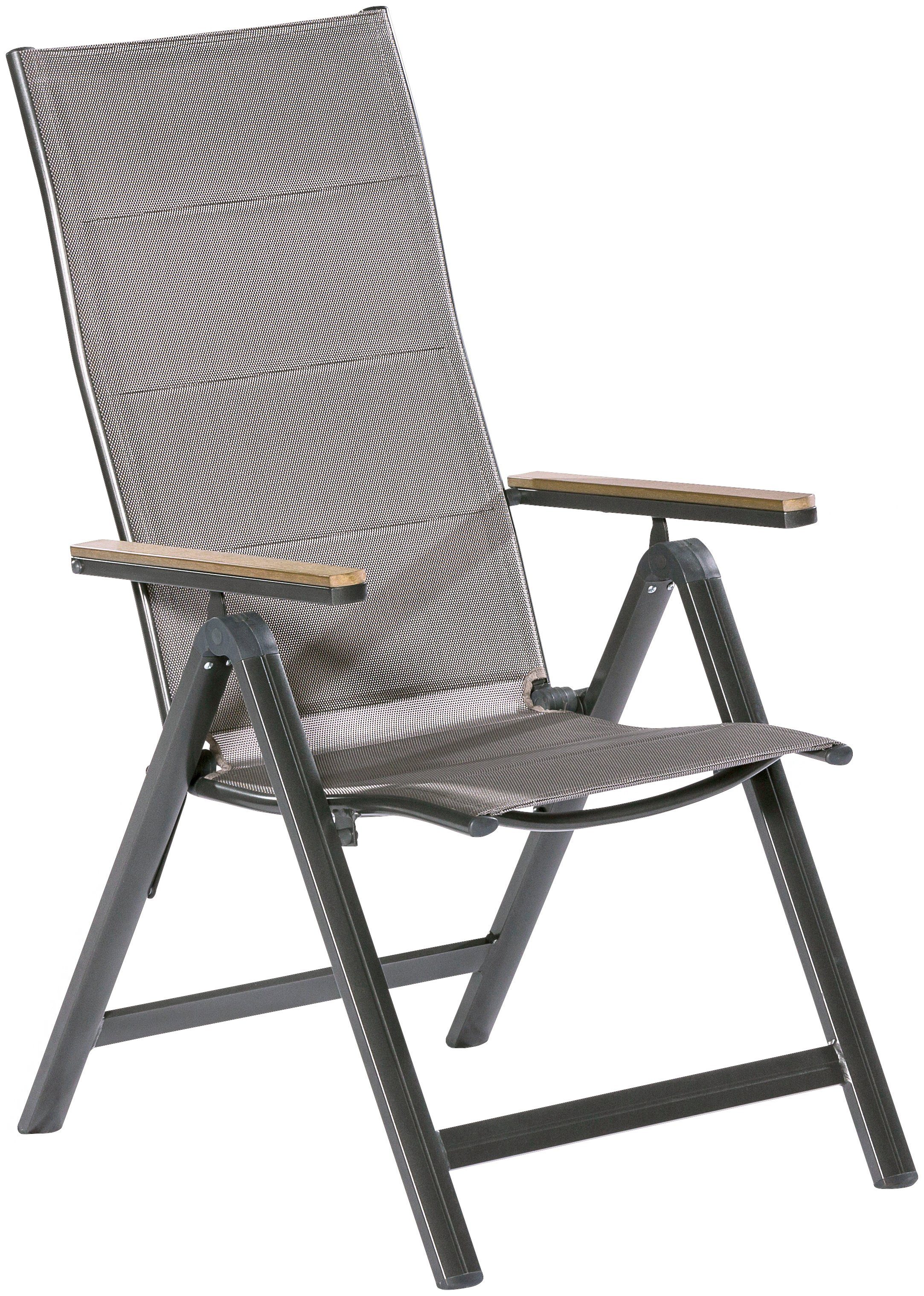 MERXX Gartenstuhl Trivero (Set, 2 St), 2er Set, Alu/Textil, klappbar, braun