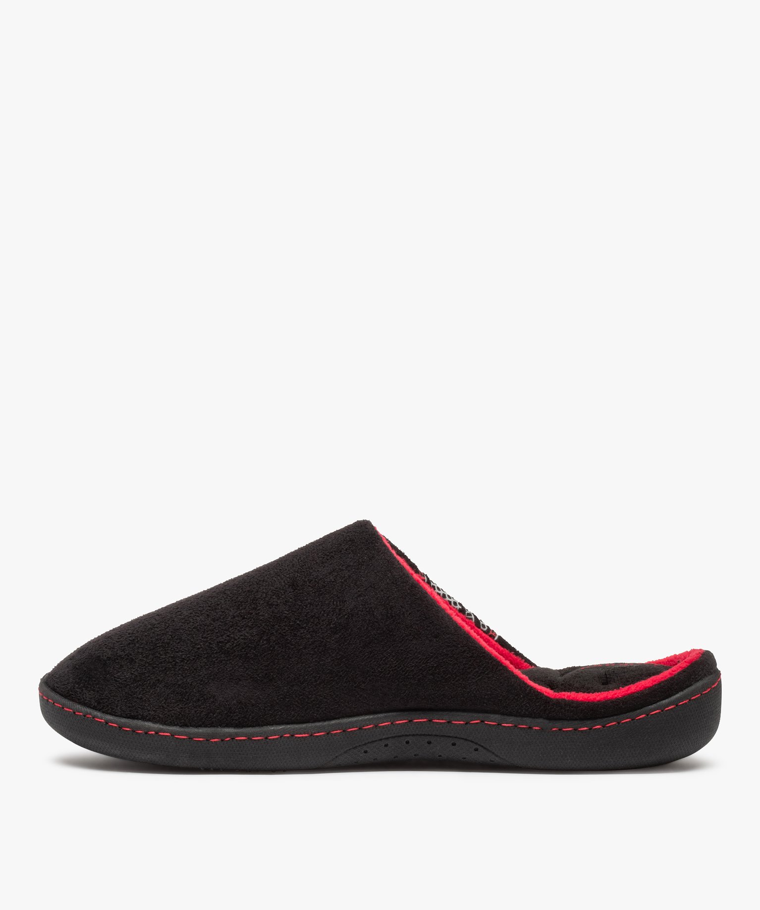 Chaussons homme mules plates en velours bicolores - Isotoner noir | GEMO
