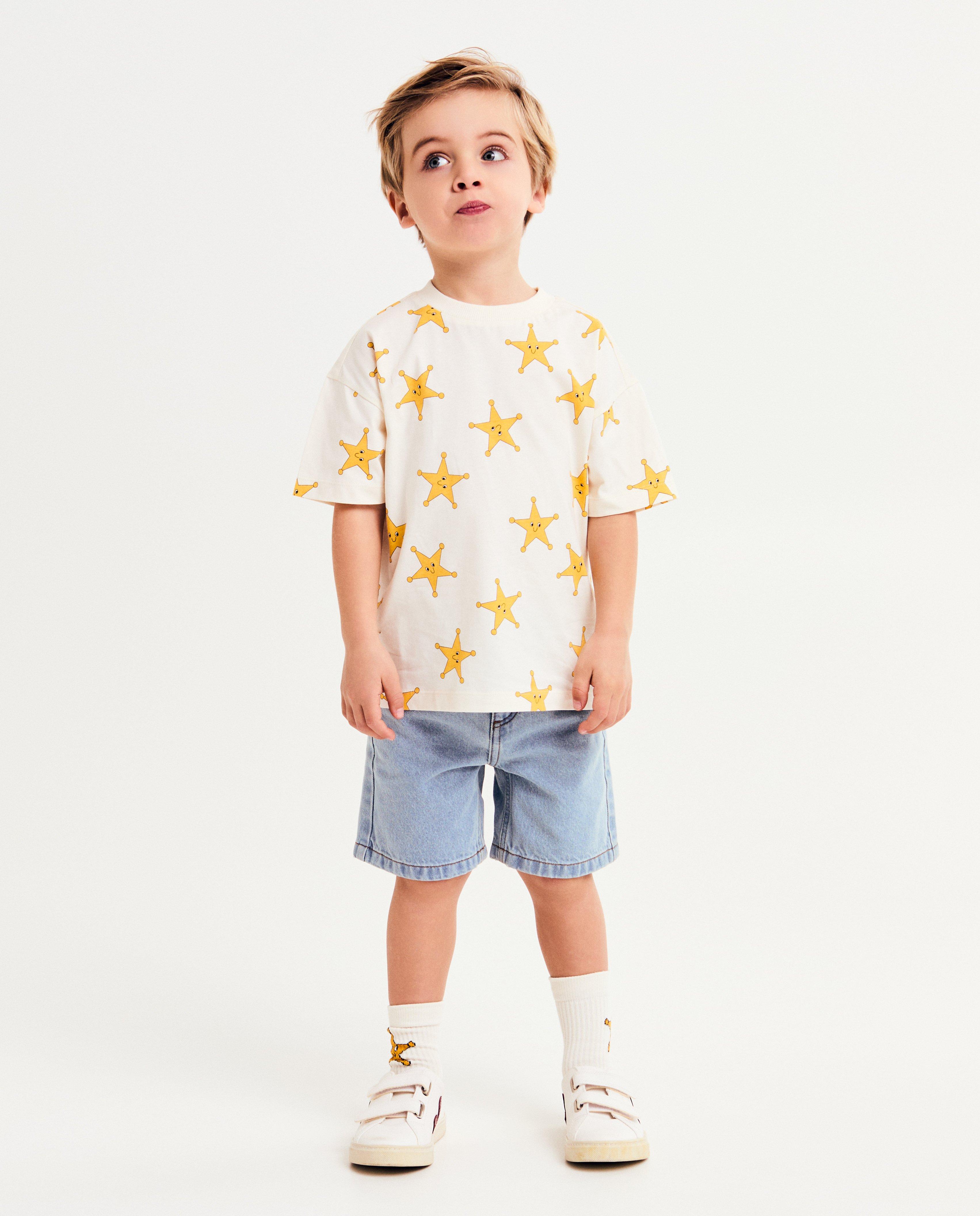 Fred + Ginger csillagmintás póló, unisex, 92-128 fehér