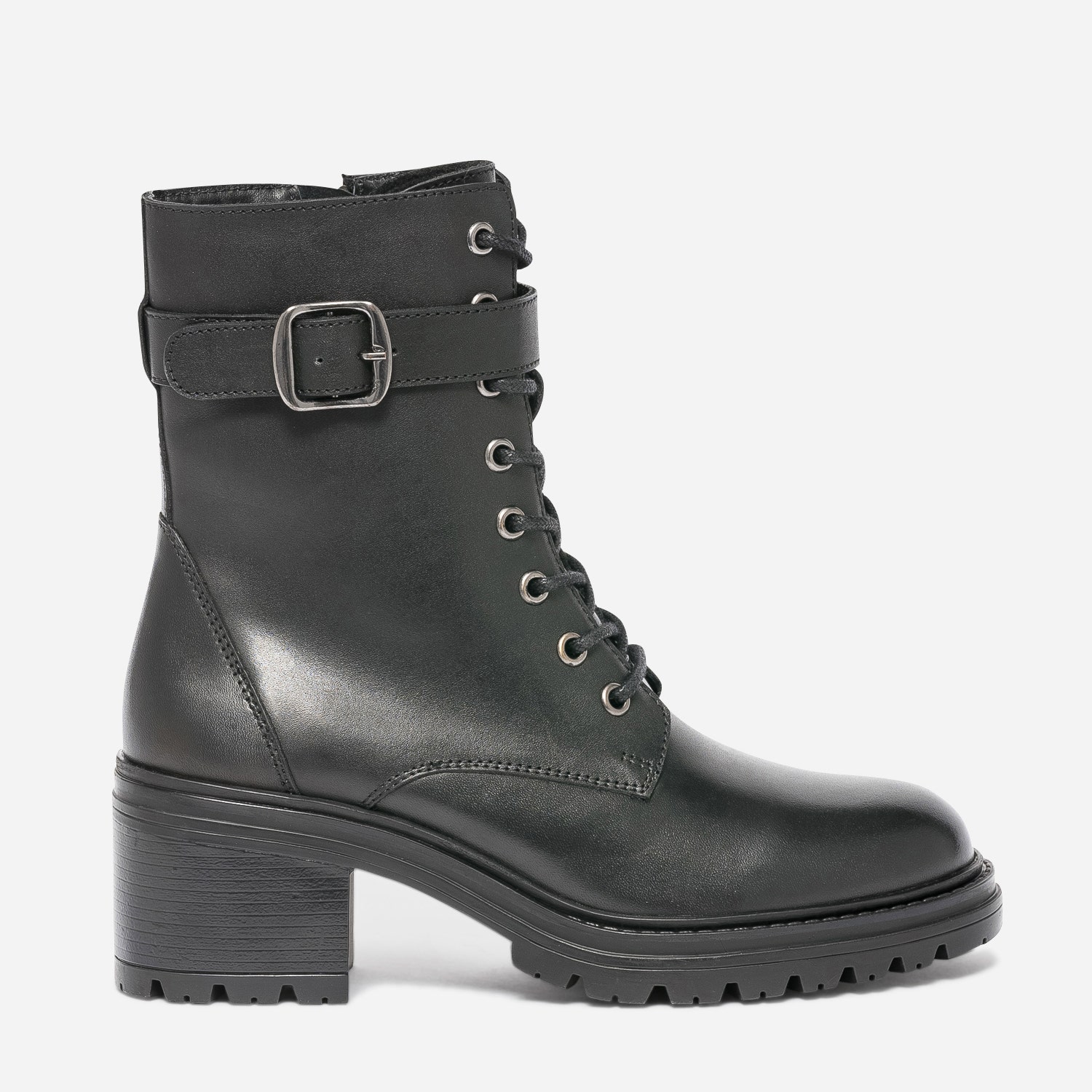 Bottine à talon TEXTO noire en cuir