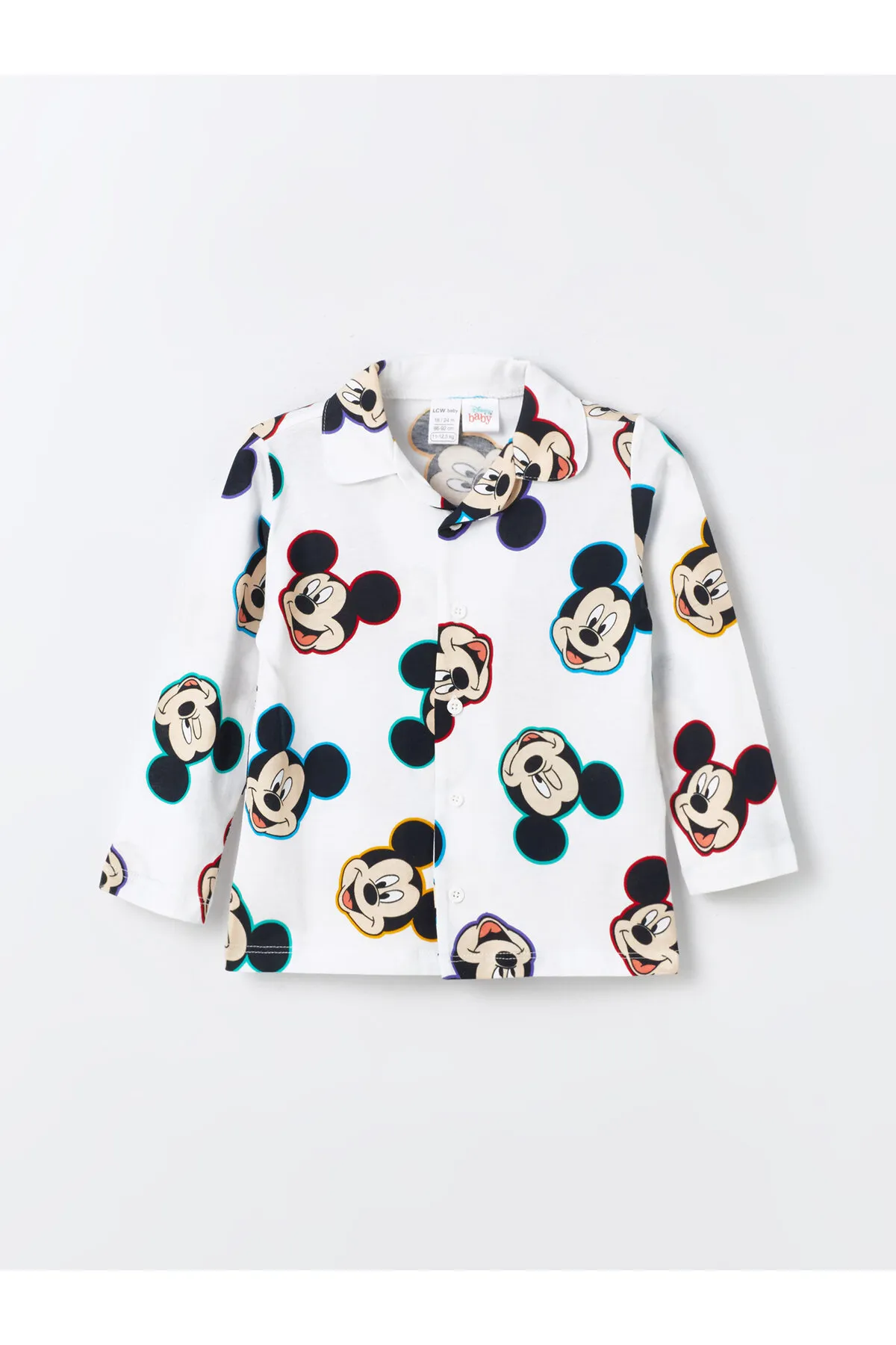 LC Waikiki  Pyjama-Set für Jungen mit langärmeligem Hemdkragen und Mickey-Mouse-Aufdruck
