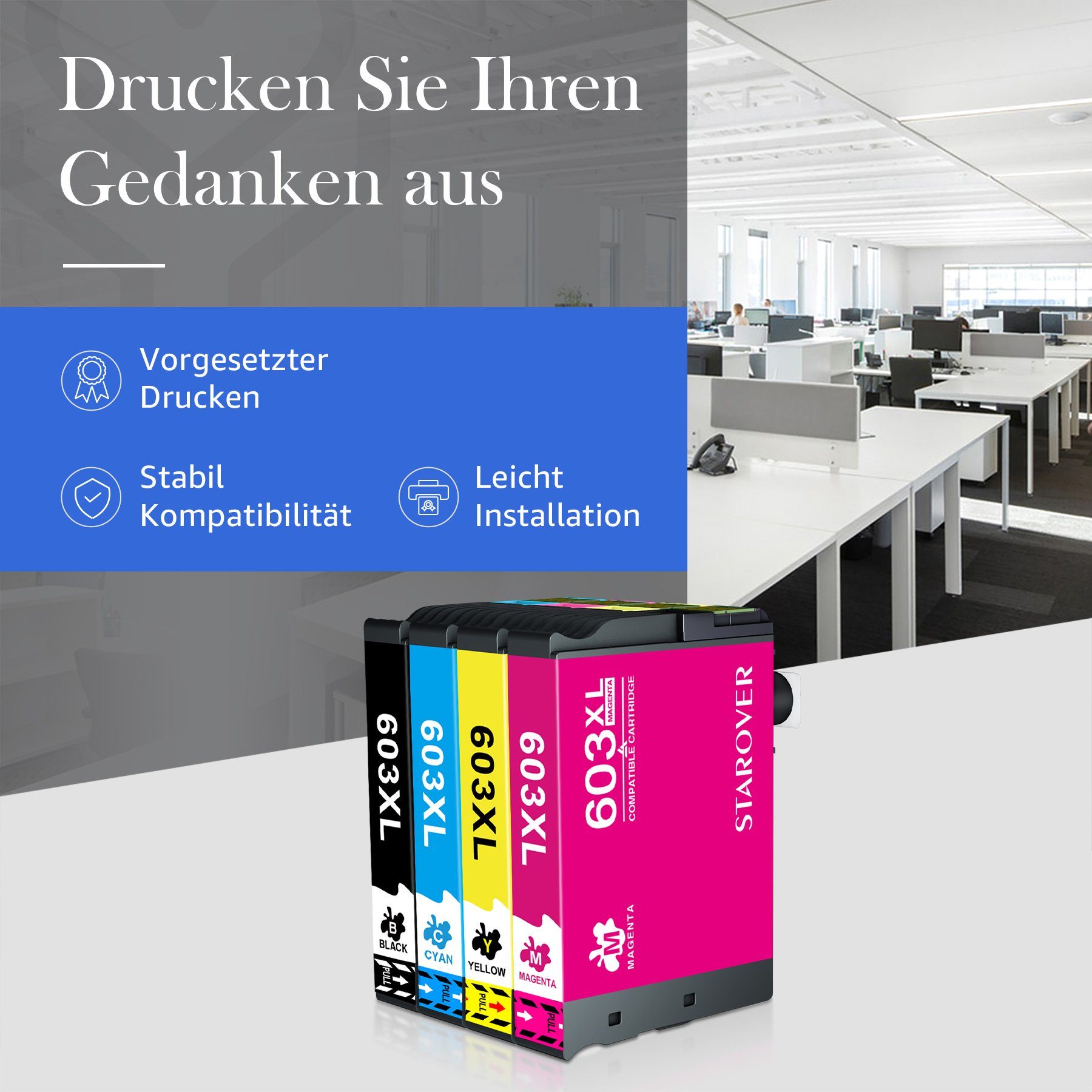 STAROVER Multipack Druckerpatronen Kompatibel für EPSON 603XL / 502XL Tintenpatrone (für EPSON 603 WF-2810 WF-2830 XP 2100 XP 2105 XP 2150 XP 2155 XP 3100 XP 3105 XP 3150 XP 3155 XP 4100 XP 4105 XP 4150 XP 4155)