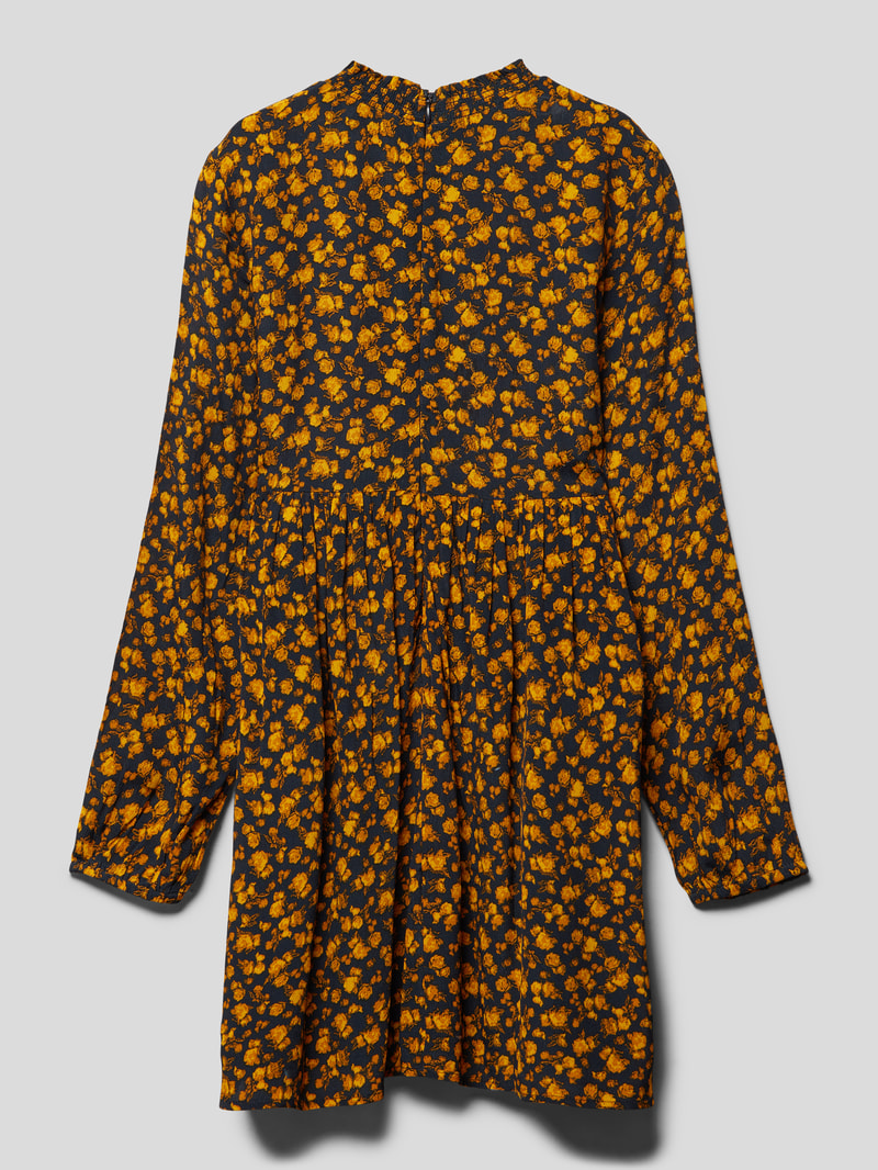 Kleid mit Allover-Muster in senfgelb