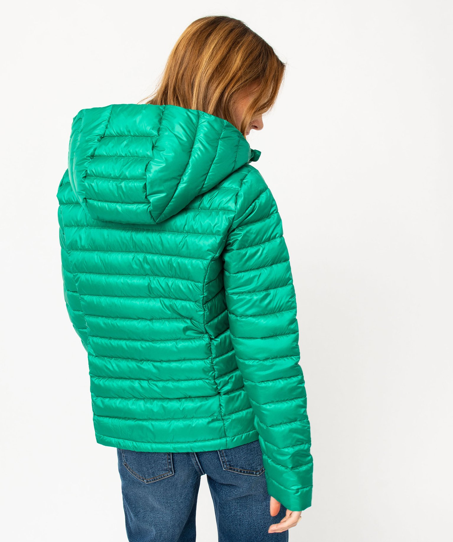 Doudoune à capuche rembourrage fin femme avec pochette vert | GEMO
