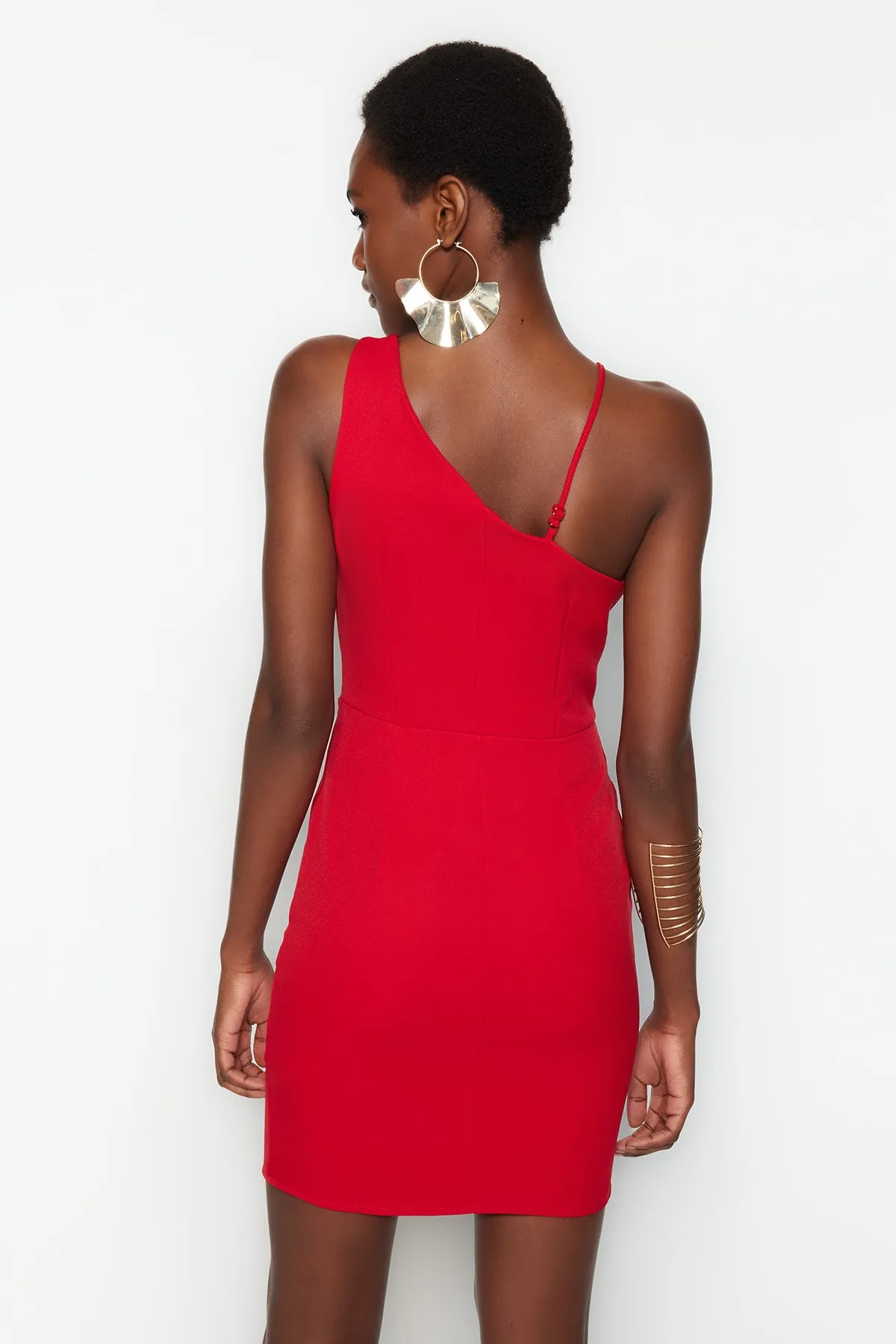 Trendyol Collection  Rotes, tailliertes, gewebtes Abendkleid TPRSS23EL00293