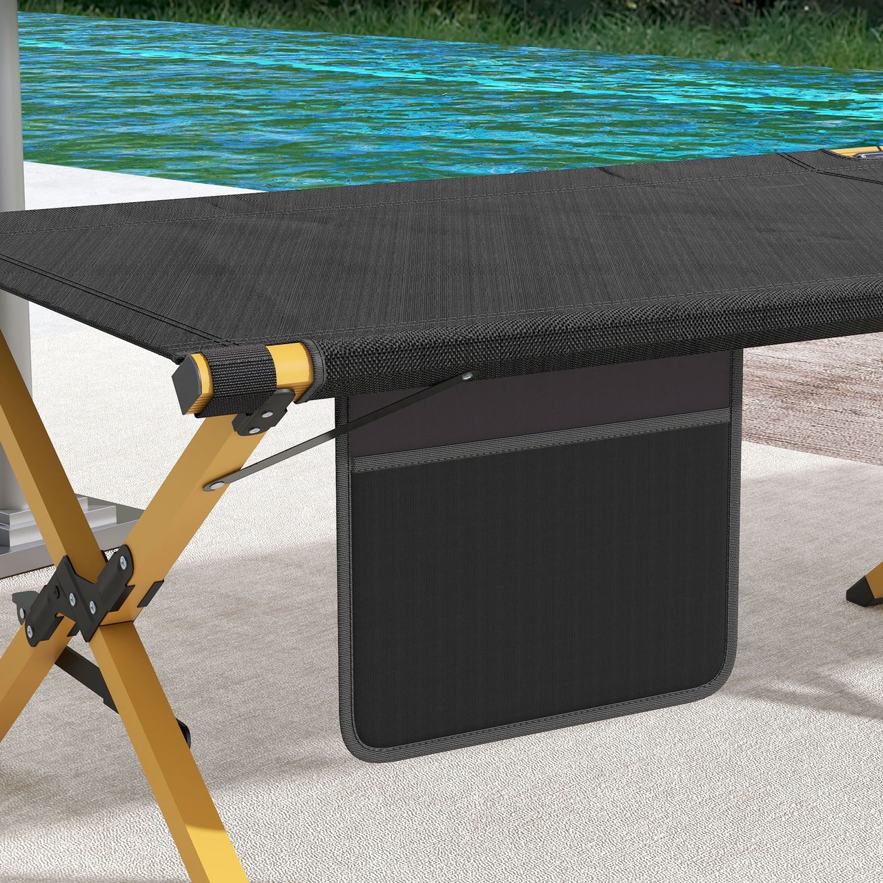 Outsunny Sonnenliege, Gartenliege, Klappbarer Liegestuhl mit Seitentache Schwarz